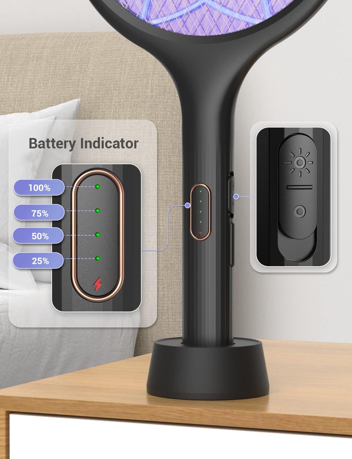 Thumbnail 4 de YISSVIC Electric Fly Swatter Racket with 4000V Grid (1500 mAh) – USB-C Charging, Indoor/Outdoor Bug Zapper