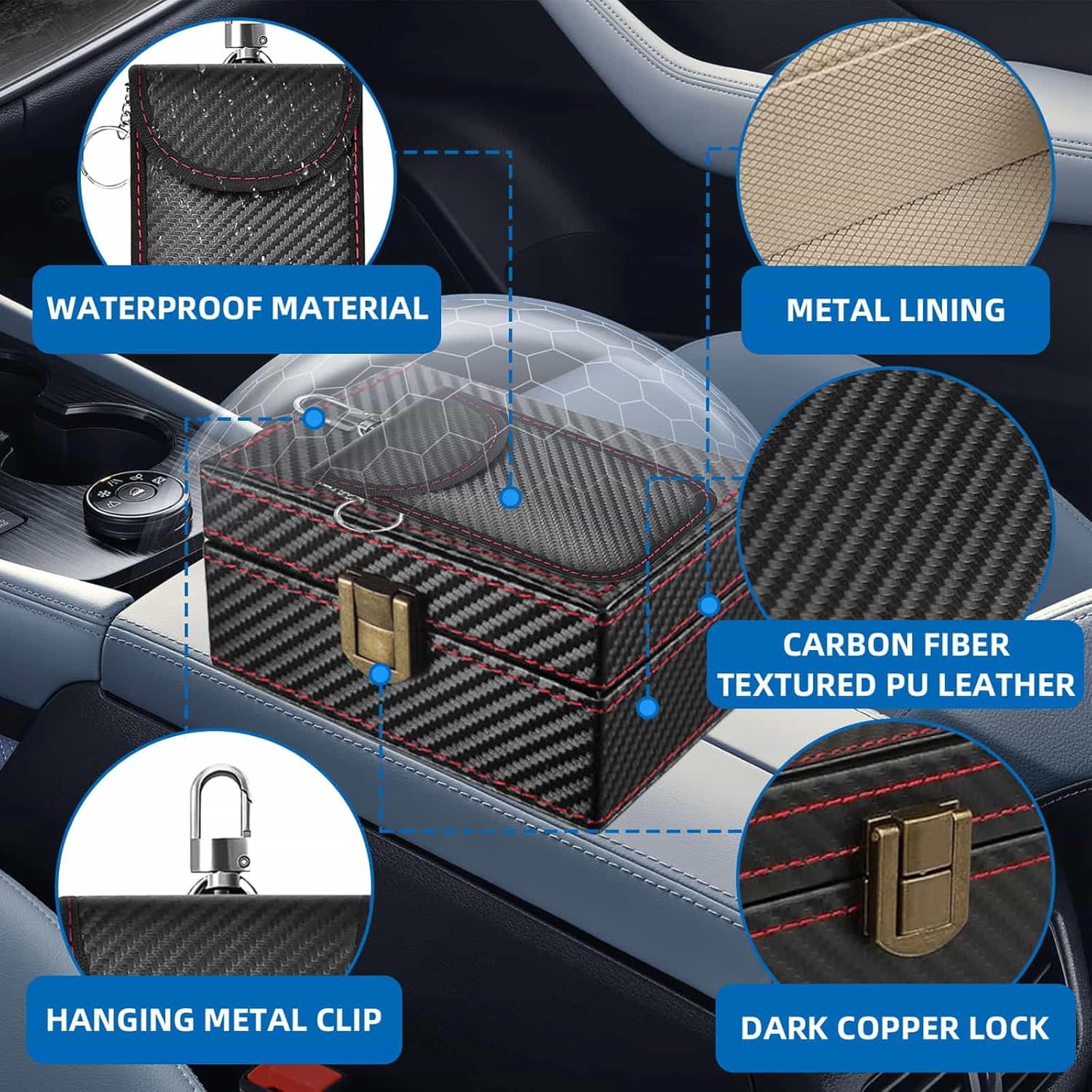 Thumbnail 3 de DYUEE Faraday Box for Car Keys (19x12x9cm) + Faraday Pouch, RFID Signal Blocker for Key Fobs (Large)