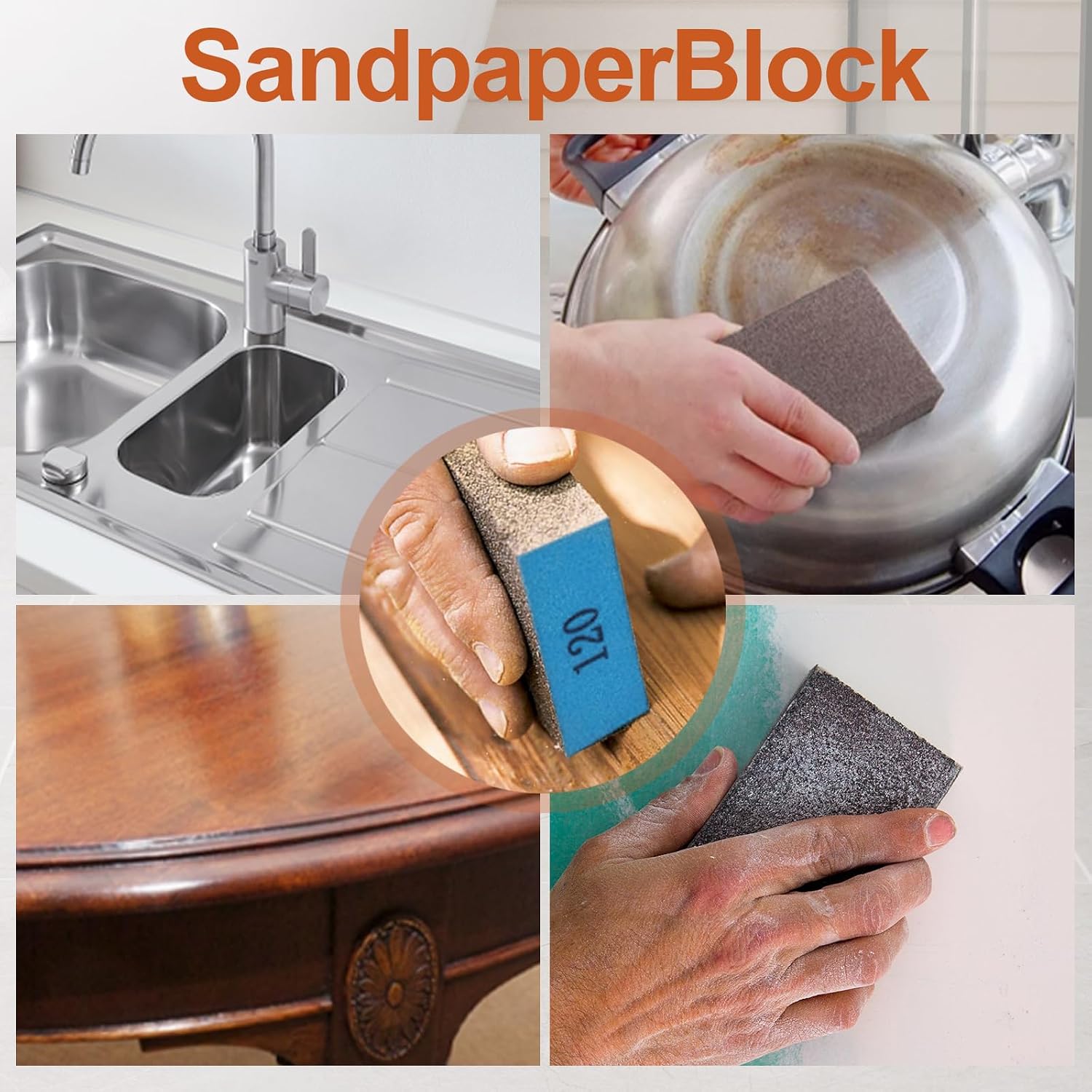 Thumbnail 6 de Romeda Sanding Sponges, 8-Pack with 60/80/120/220 Grits