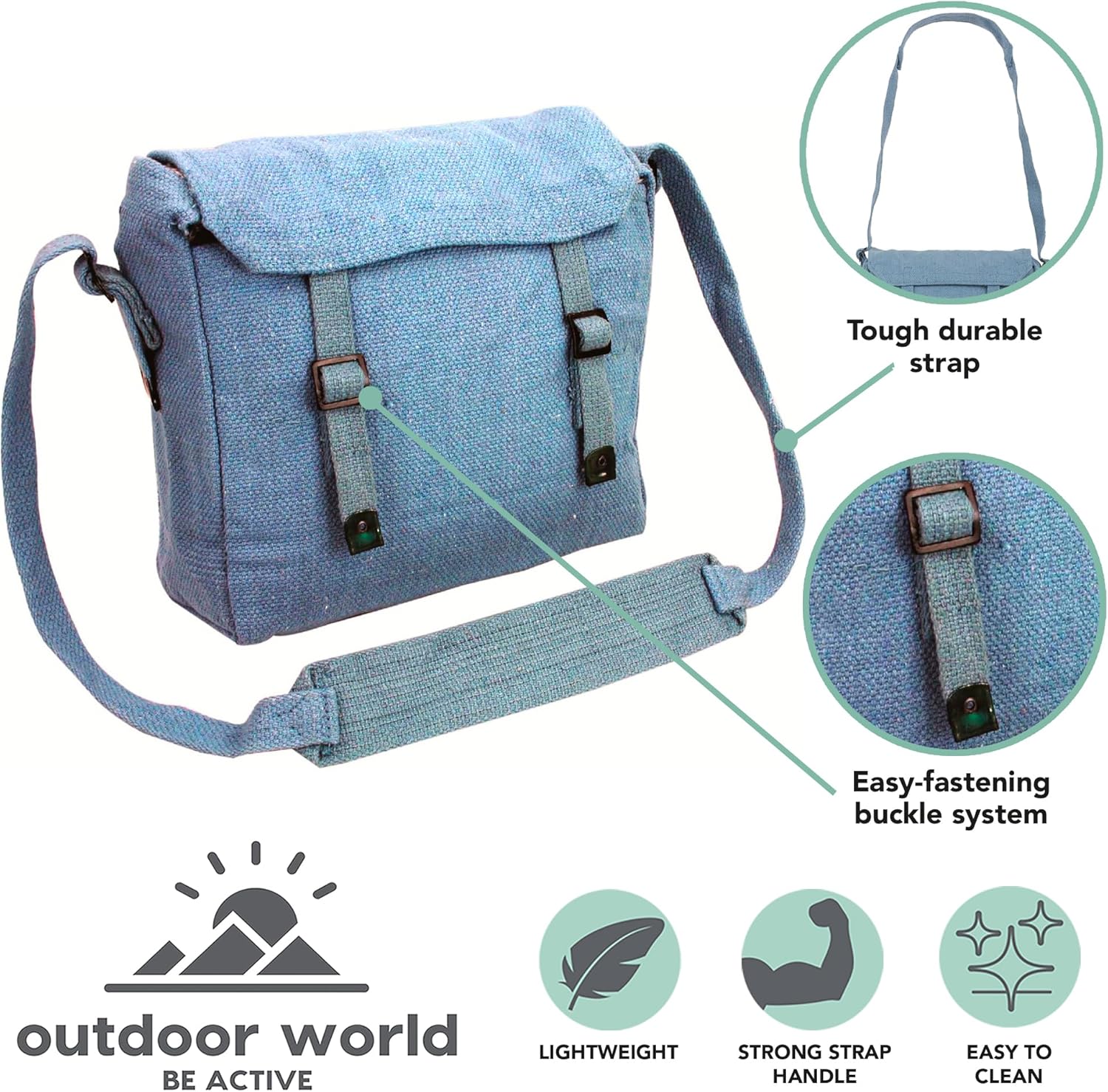 Detalle de Outdoor World Canvas Haversack Bag – Vintage Military-Style Cotton Canvas Satchel