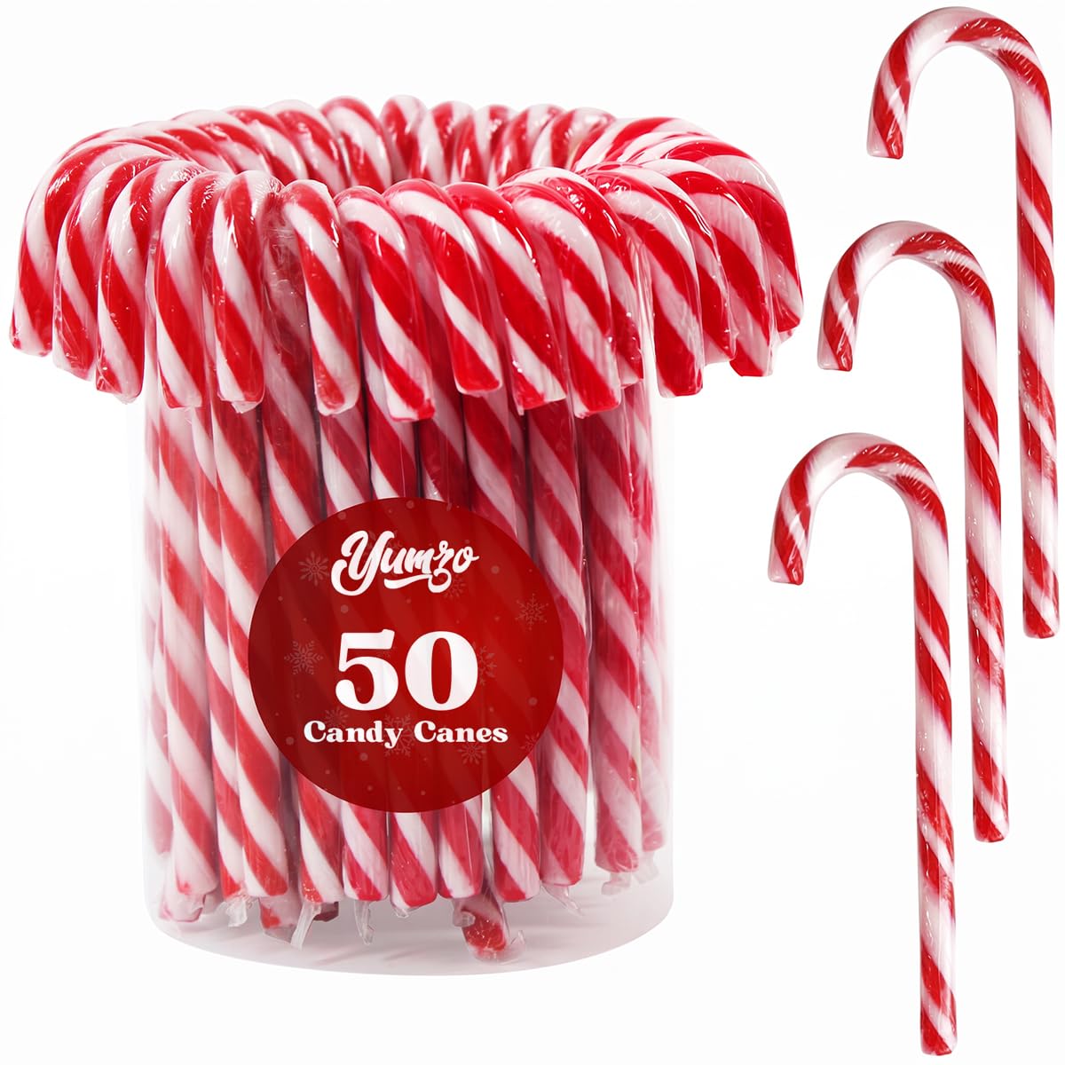 Detalle de Yumzo Christmas Candy Canes, 50 Count, Peppermint, Individually Wrapped