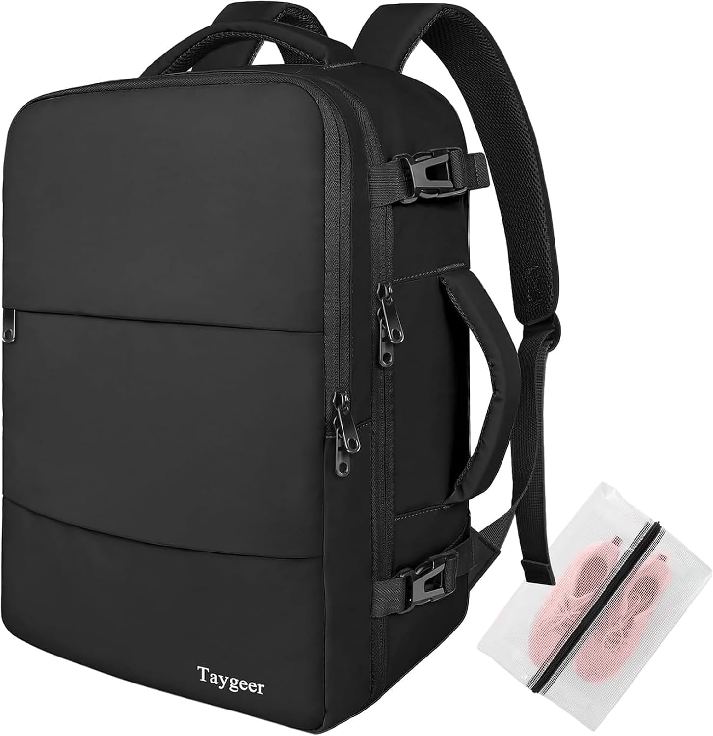 Detalle 2 de Taygeer mochila de viaje 40x20x30 cm, rosa loto, con zapatero