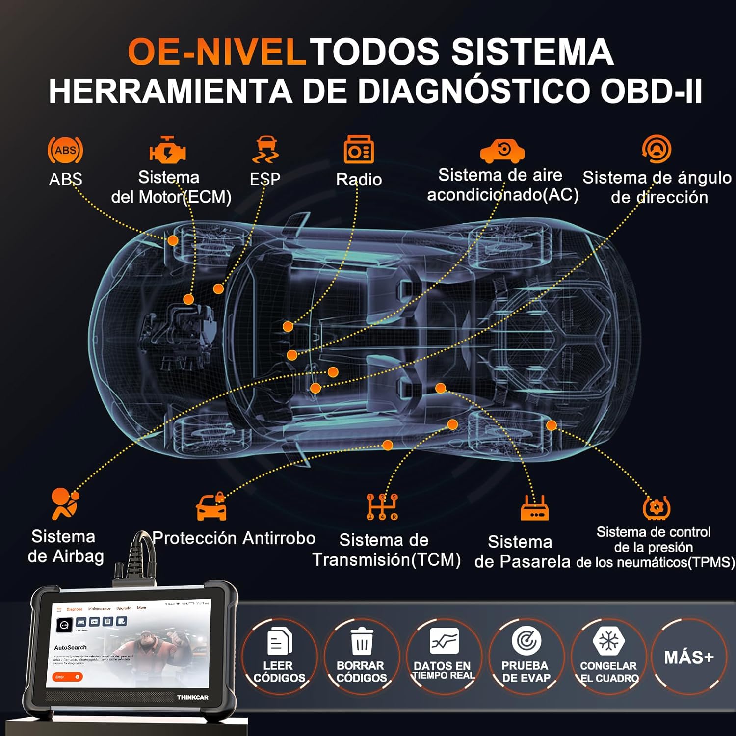 Thumbnail 1 de ThinkScan 672 OBD2 Diagnóstico 28 funciones