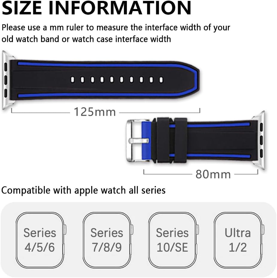 Thumbnail 2 de SZYXMY waterproof silicone diving strap for Apple Watch (49mm to 38mm) — compatible with Series 11/10/9/8/7/6/5/4/3 Ultra/SE