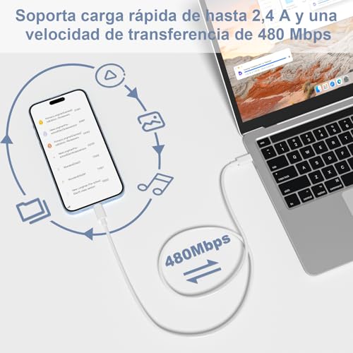 Thumbnail 3 de BSTOEM Cable Cargador para iPhone | Pack 2 cables USB-A a Lightning (1 m + 2 m) con certificación MFi