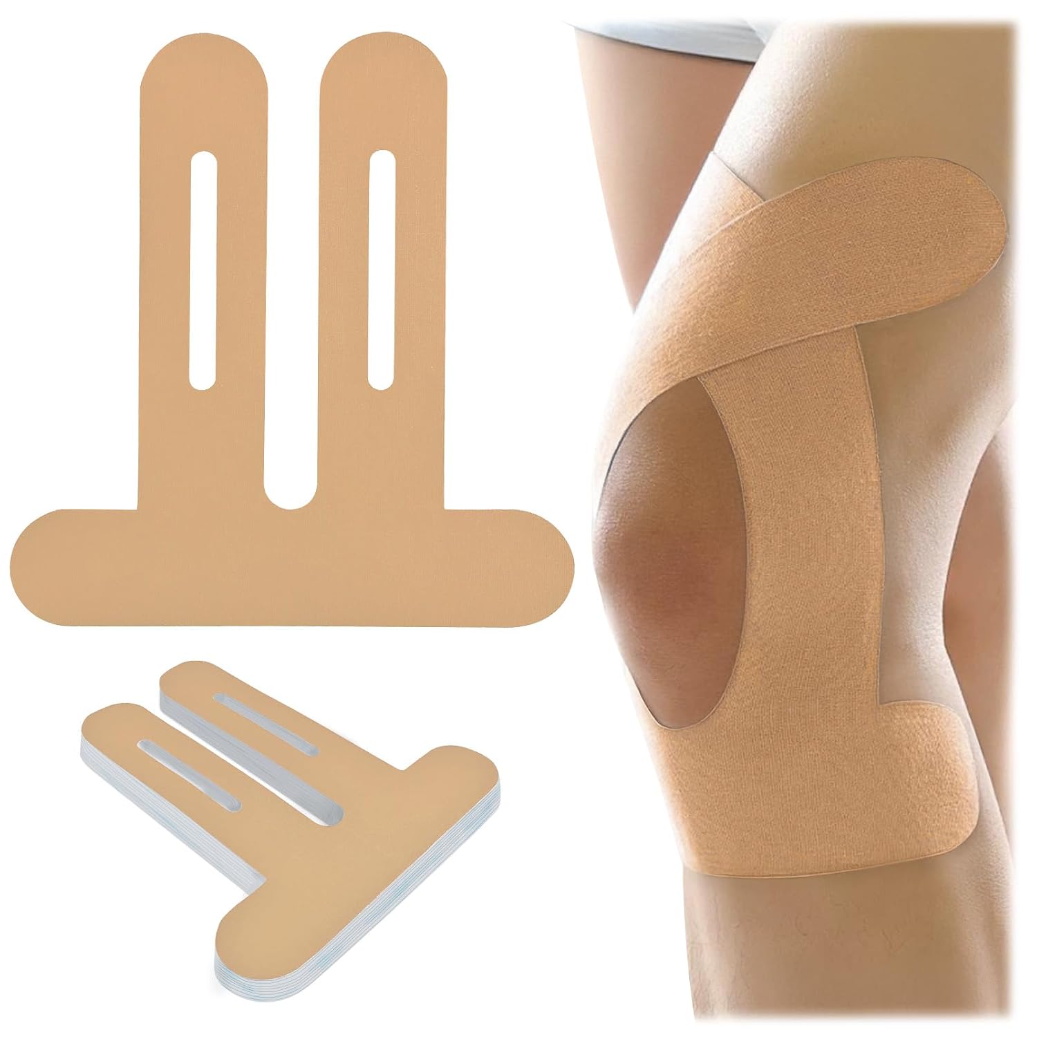 Detalle de GTAGKOMMEN Knie-10Beige kinesiotape voor de knie, voorgesneden en latexvrij