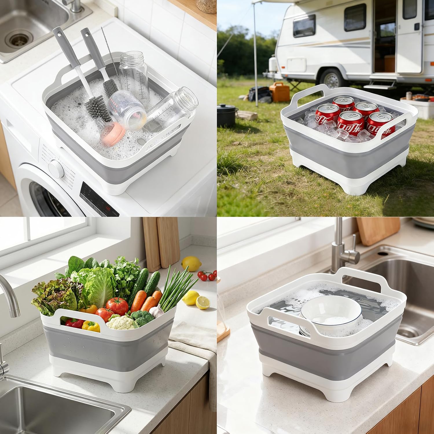 Thumbnail 6 de Volnamal Collapsible Baby Bottle Wash Basin with Drain Plug and Drying Rack