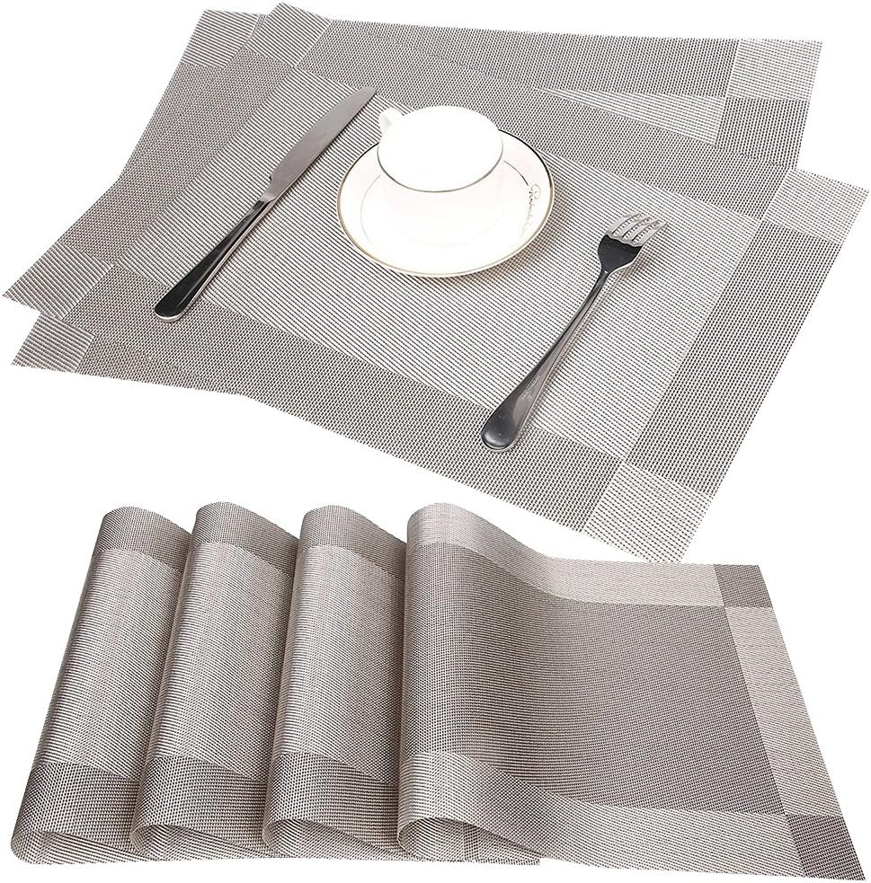 Detalle de Fontic 6er Set Platzsets 30x45 cm – rutschfest, abwaschbar und hitzebeständig aus PVC