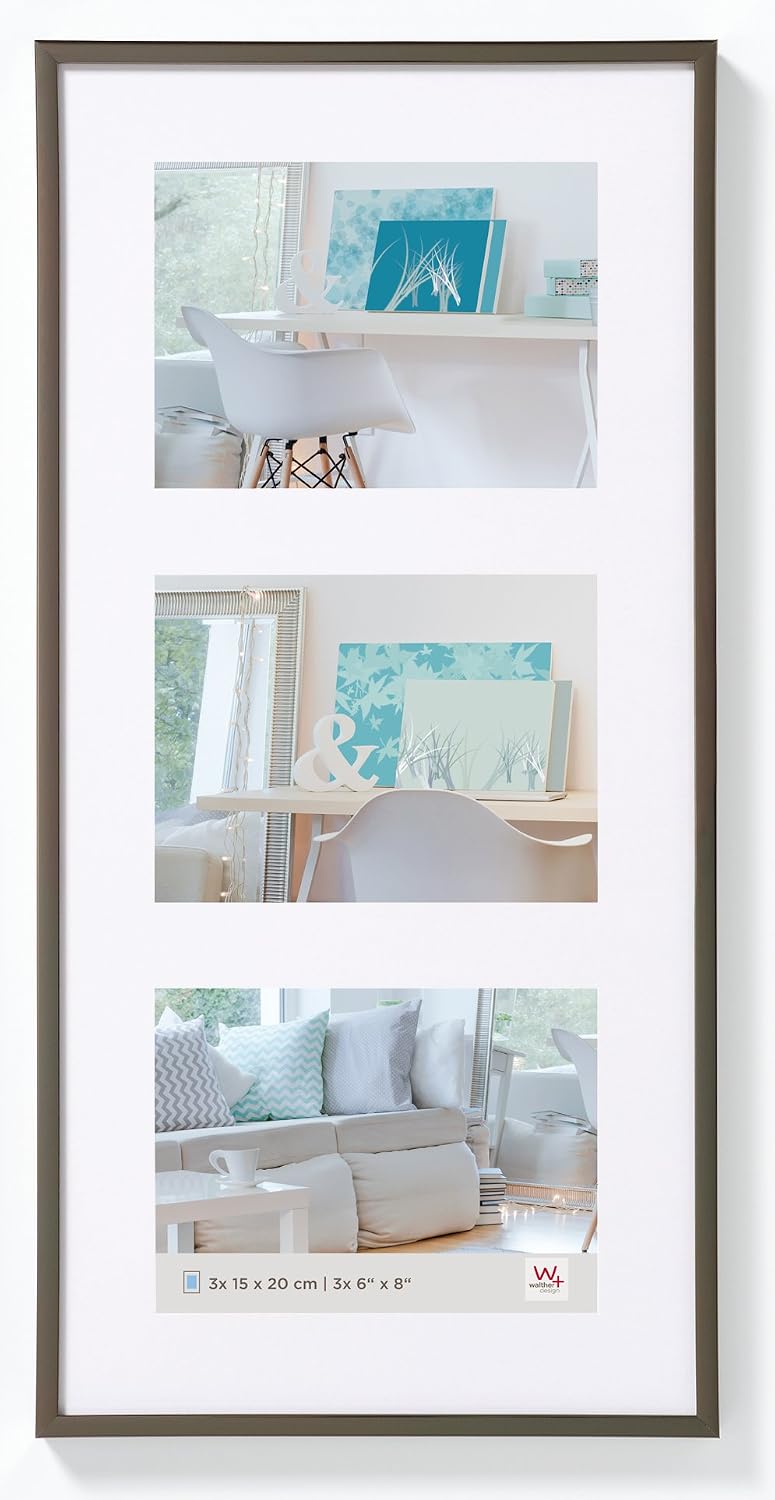Detalle de Walther Design Cadre Photo Acier 3X 15x20 cm – Galerie avec Passe-Partout