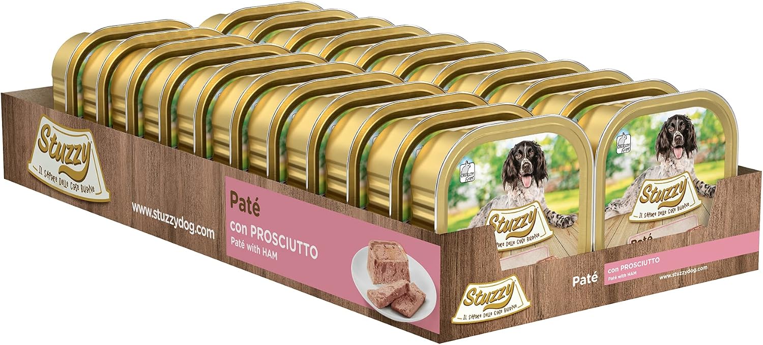 Thumbnail 3 de Stuzzy Cibo Umido per Cani Adulti al gusto Prosciutto, Paté e Carni in Pezzi – Totale 3,3 Kg (22 Vaschette da 150 g)