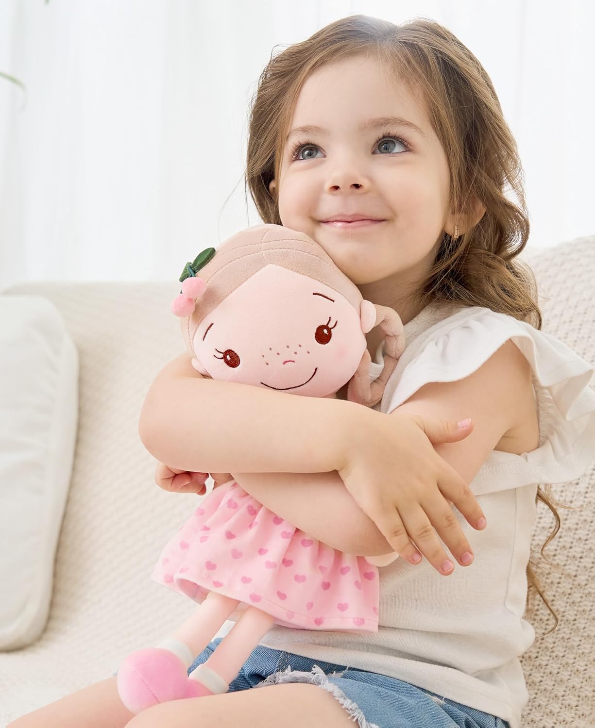 Thumbnail 4 de GAGAKU Bambola di stoffa morbida 40 cm – Ragazza Ciliegia: peluche custode per battesimo e regalo dolce per bambine