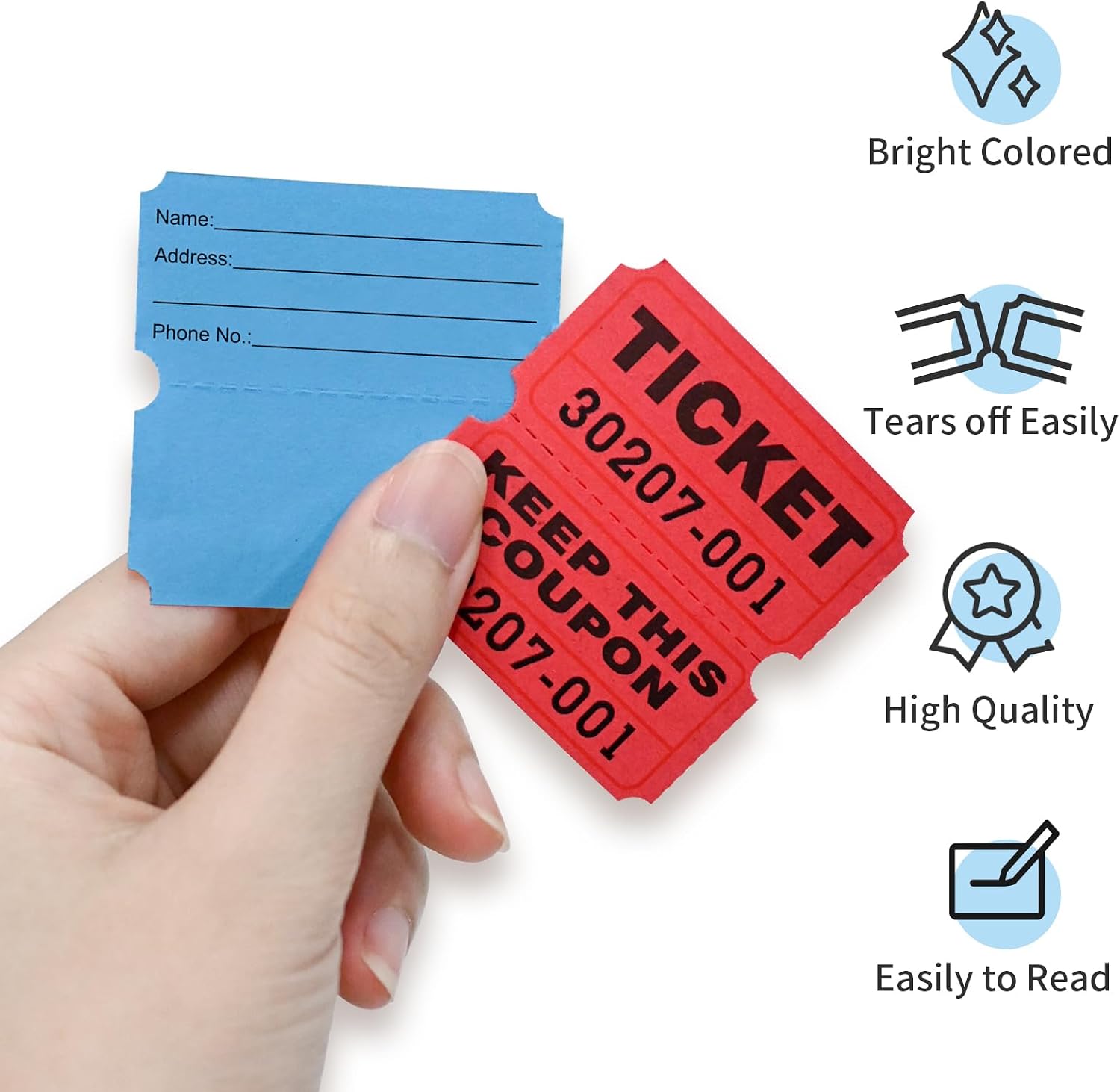 Thumbnail 3 de L LIKED 2000 Raffle Tickets Double Rolls 50/50 – Blue & Red