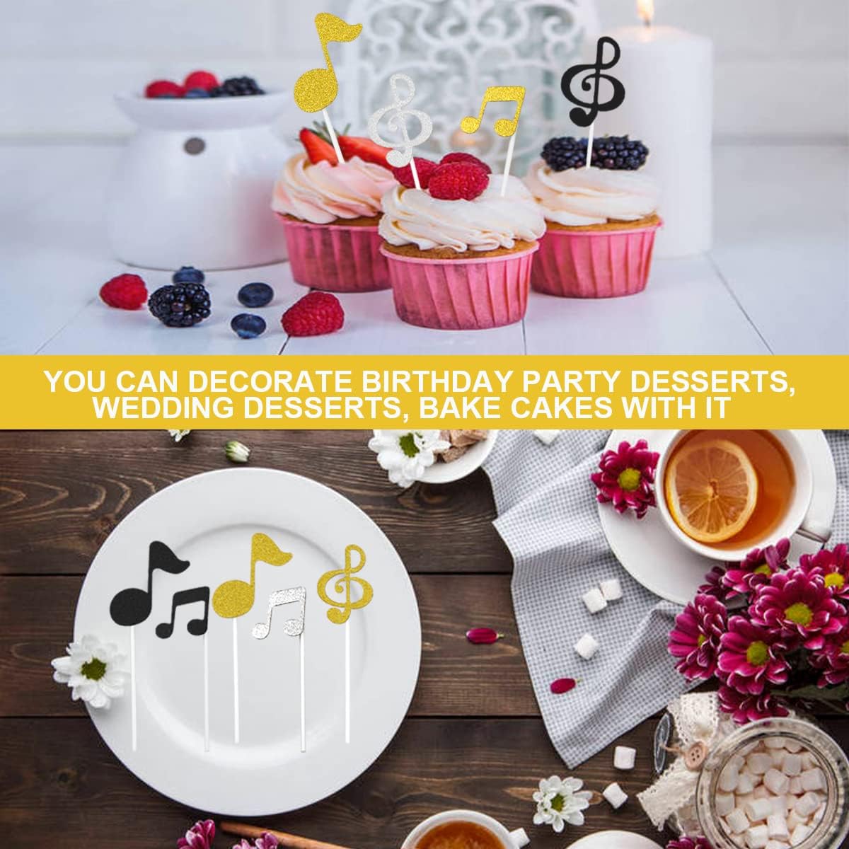 Thumbnail 6 de DOERDO DD Music Cupcake Toppers, 18-Piece Set in Three Colors