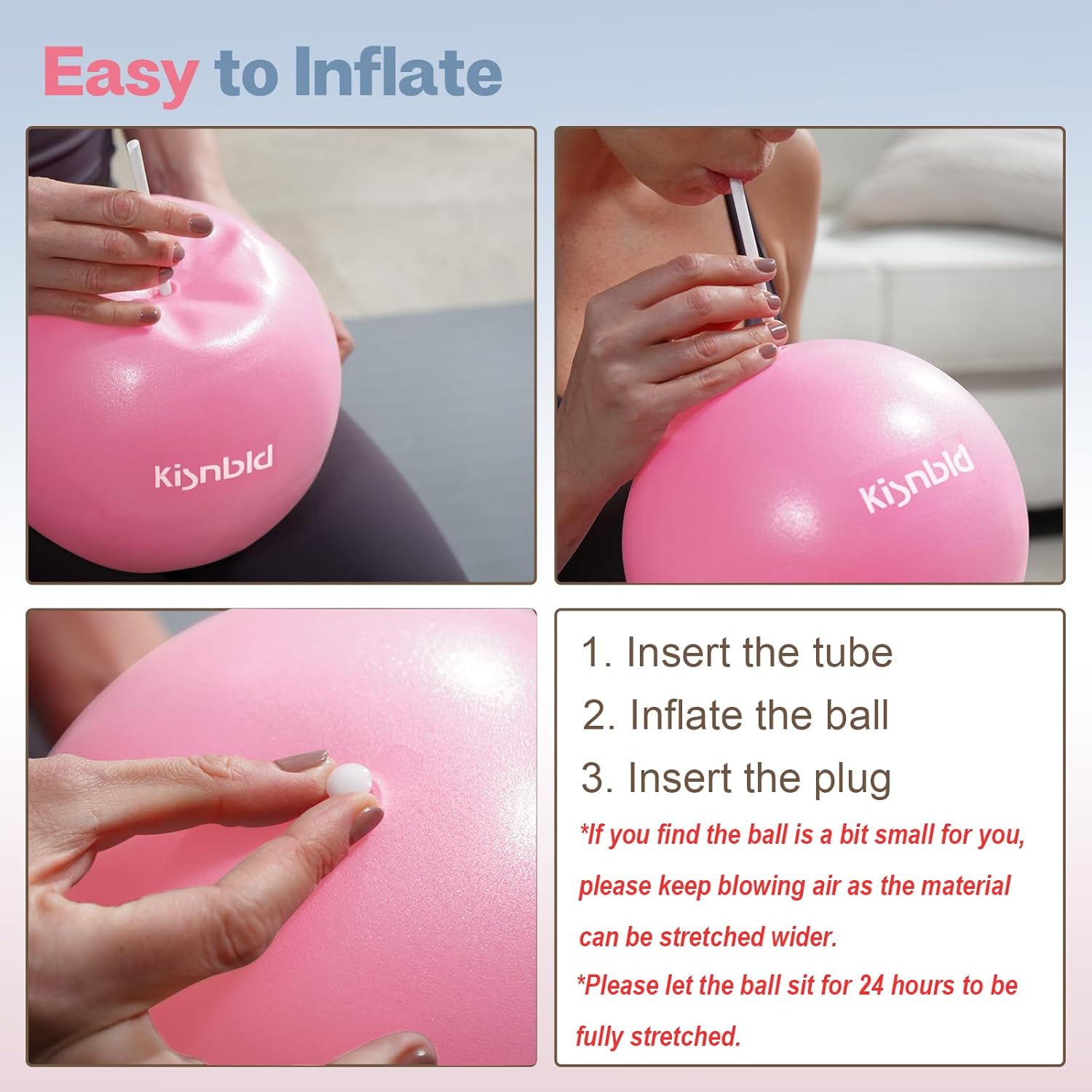 Detalle 2 de kisnbld 9-Inch Small Exercise Ball: Mini Pilates Core Ball for Home Workouts