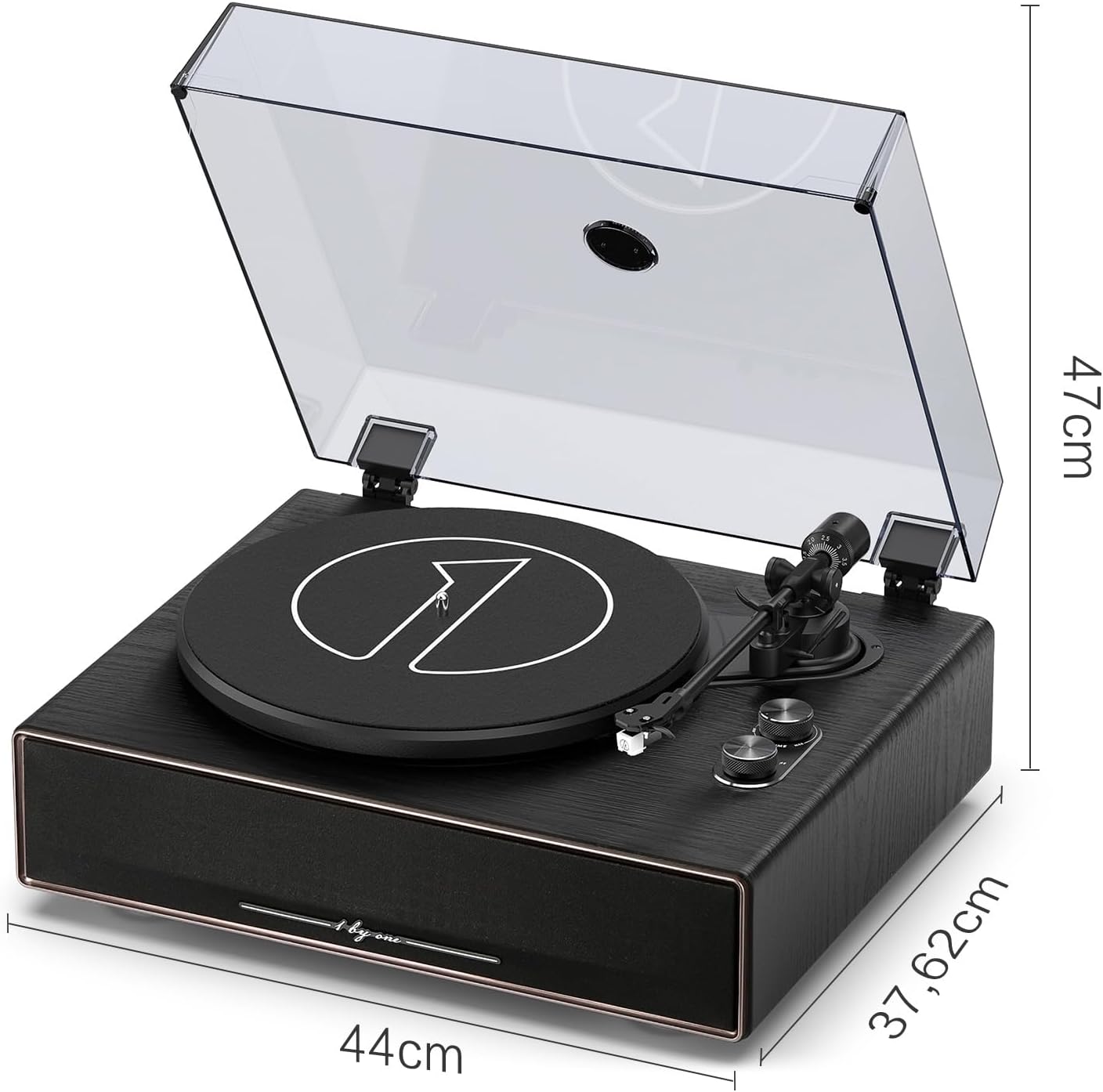 Detalle de 1 BY ONE Platine Vinyle avec Haut-parleurs Intégrés Bluetooth — 33/45 TR/min, transmission par courroie et arrêt automatique