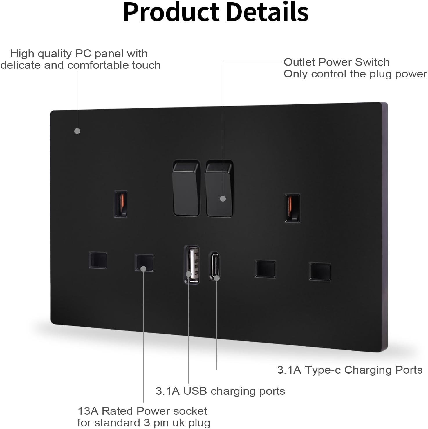 Thumbnail 3 de JIMEIDA double switched power socket 5-pack