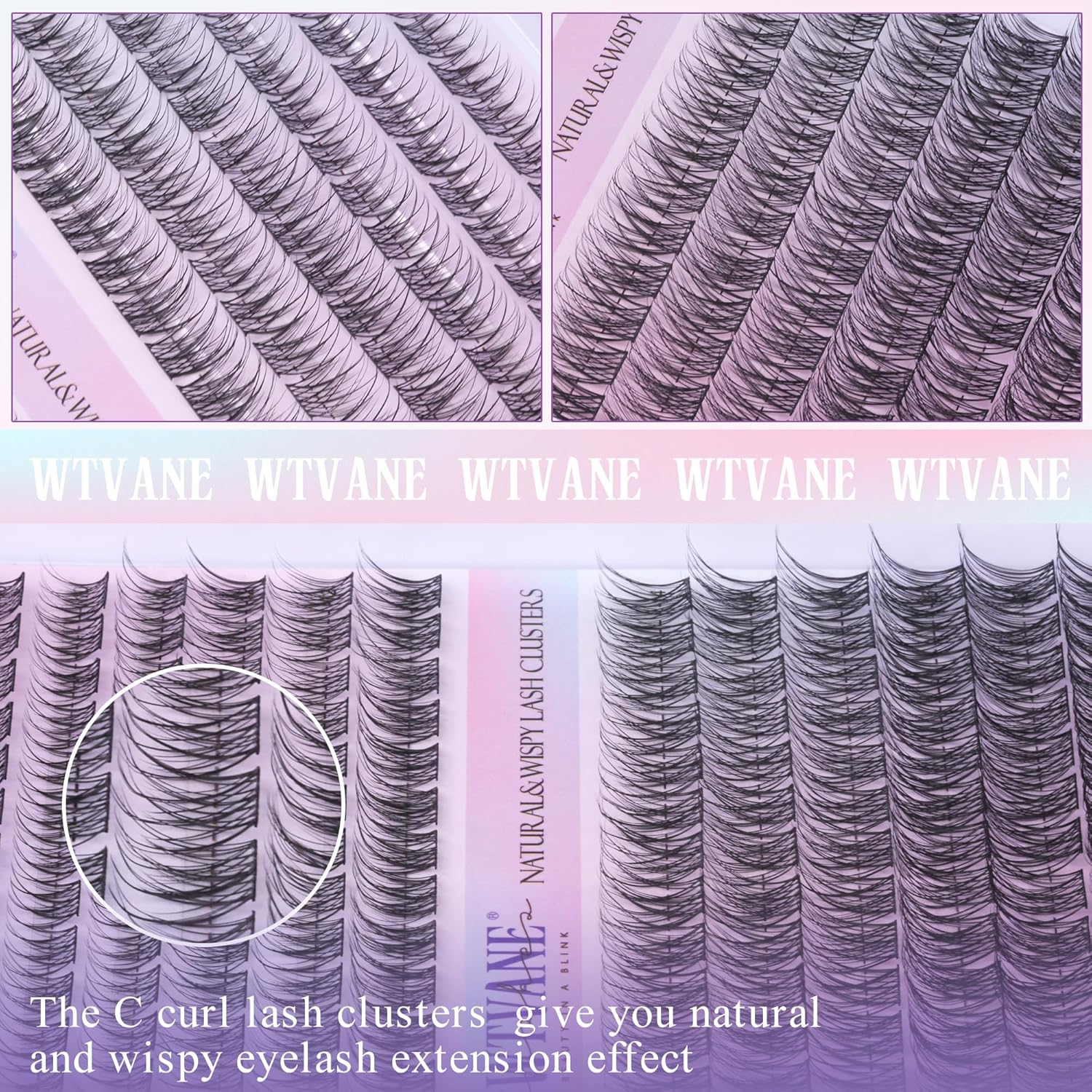 Thumbnail 4 de Wispy Lash Clusters Kit Natural Eyelash Clusters Extensions Kit 144pcs by Wtvane