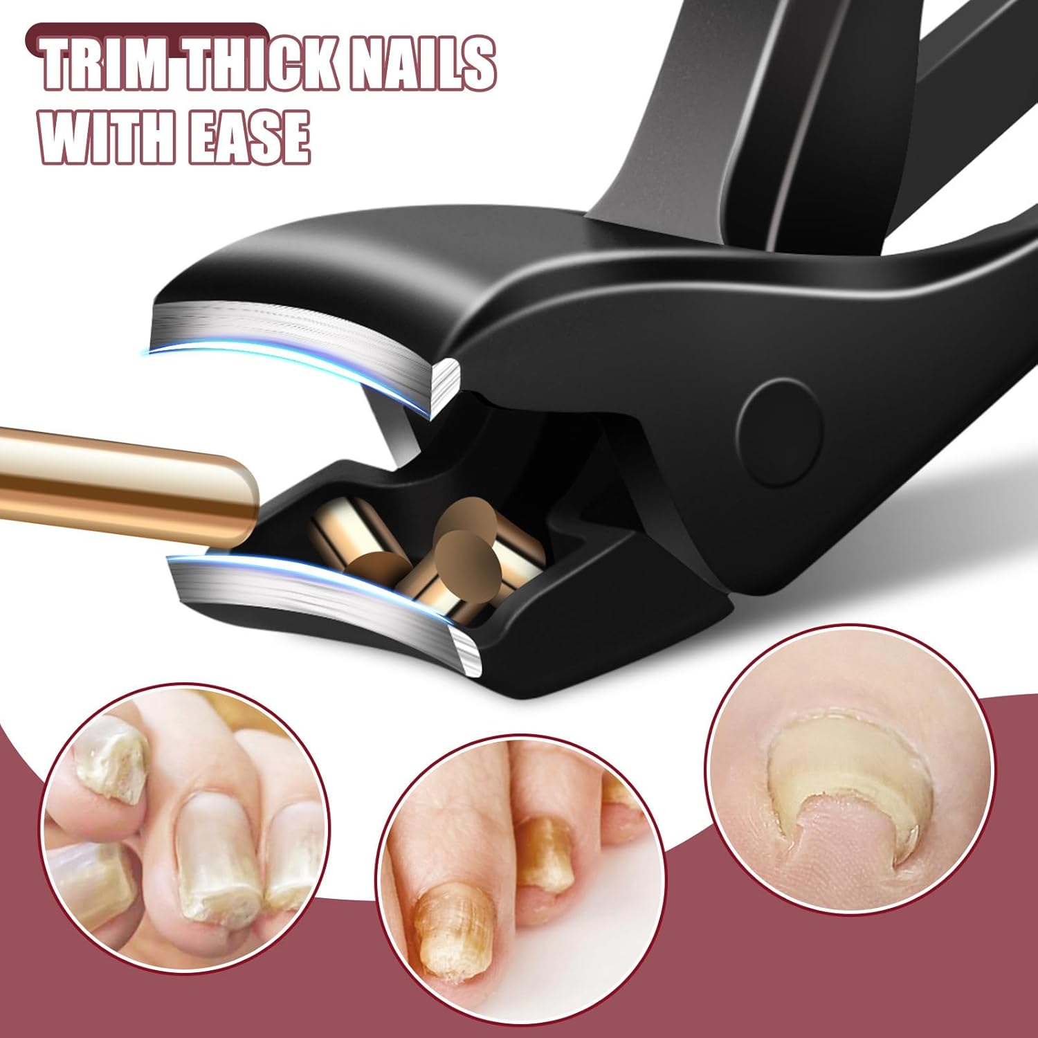 Detalle de Toe Nail Clippers for Thick Nails with Catcher — 2026 Updated Large Angled Nail Clippers for Seniors