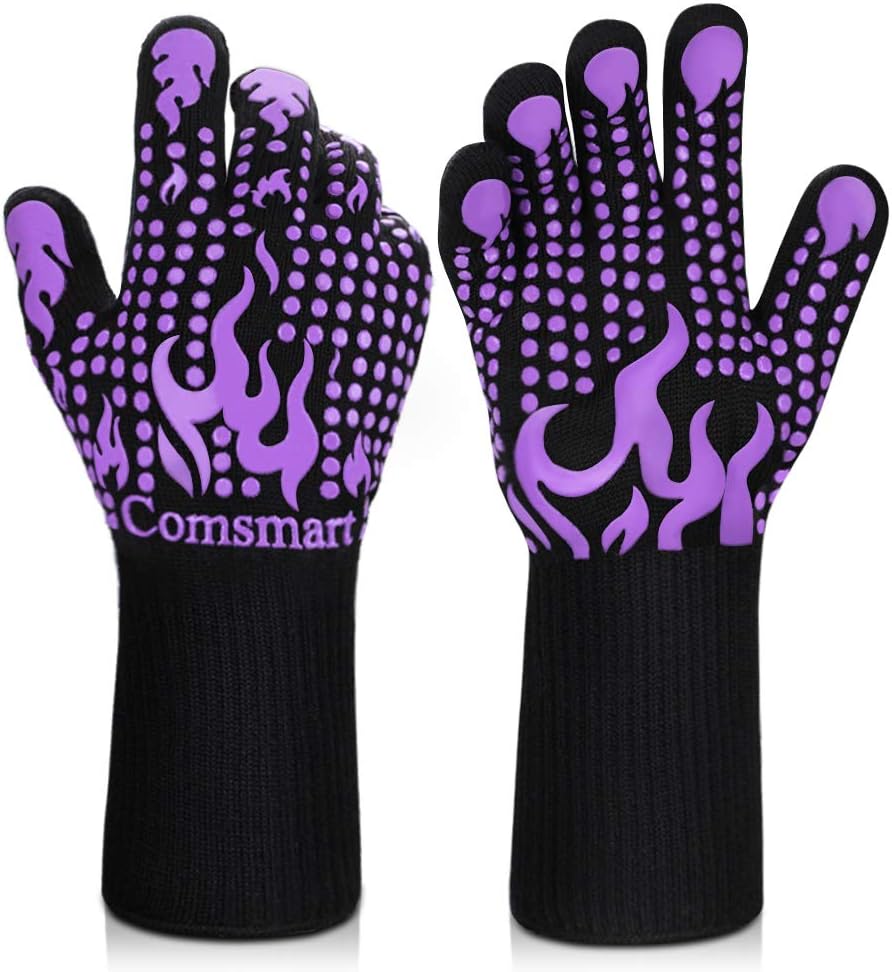 Detalle de Comsmart BBQ Gloves, 1472°F Silicone Grilling Gloves, Non-Slip, 2-Piece Set