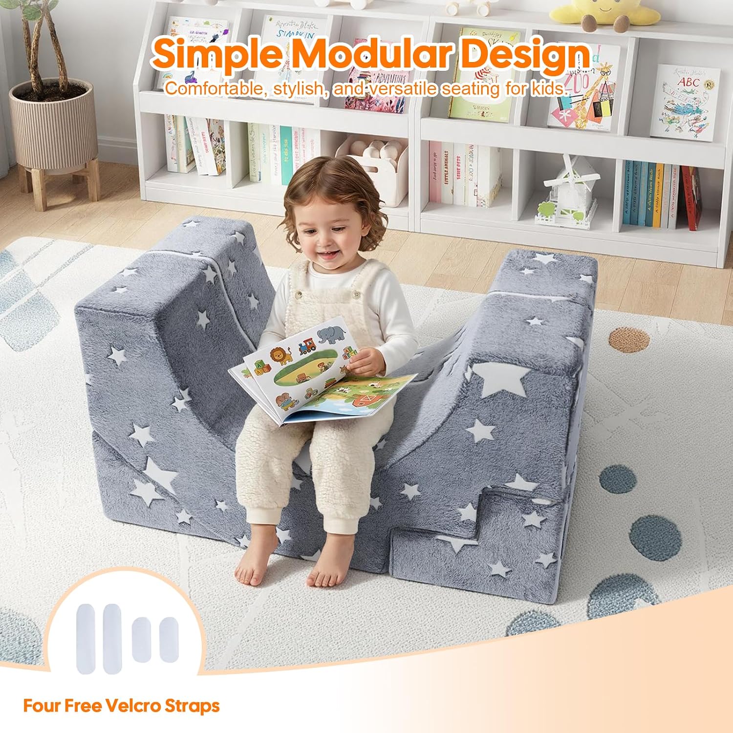 Thumbnail 6 de MeMoreCool Kids Foam Climbing Couch with Glow-in-the-Dark Stars
