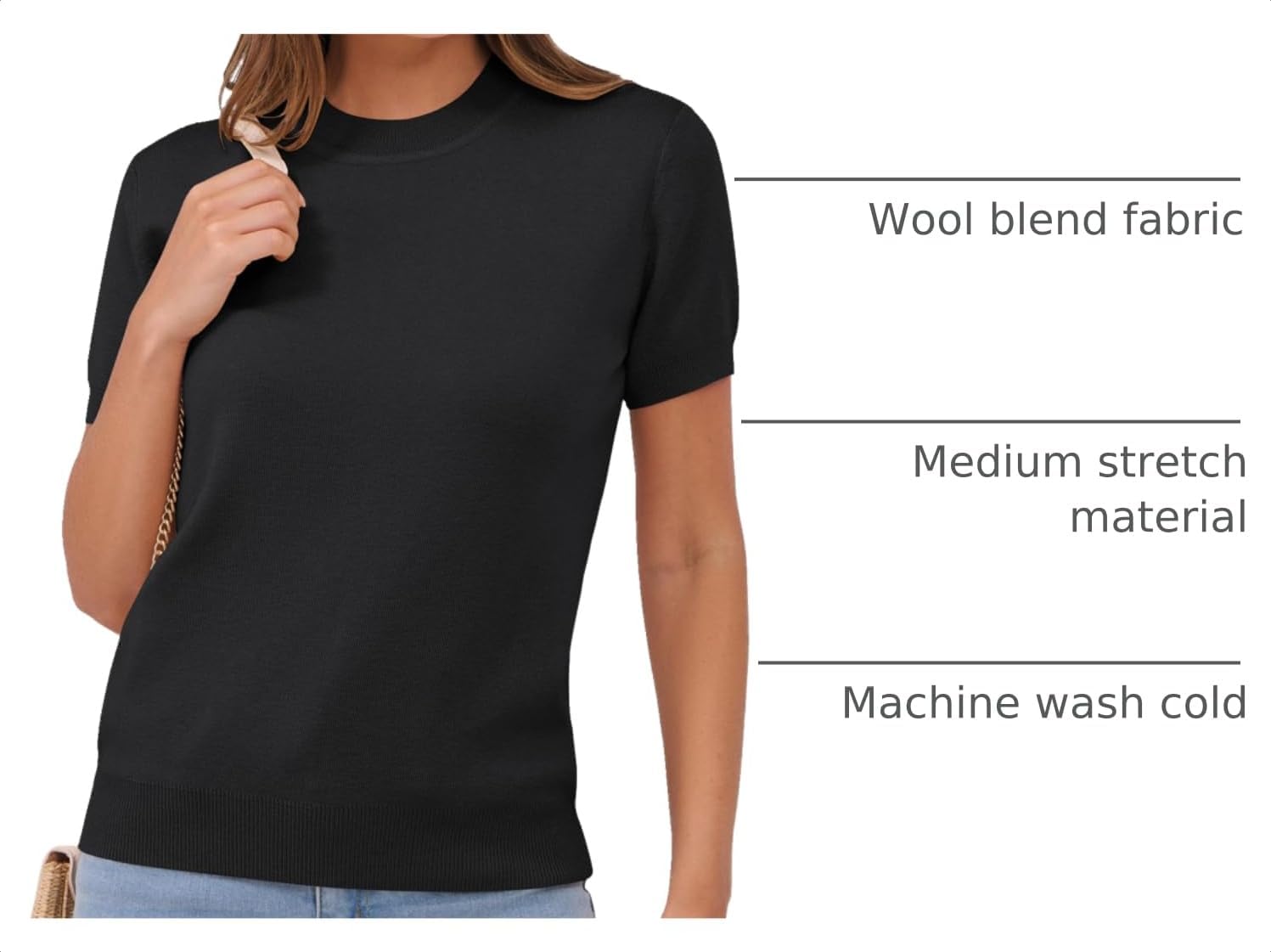 Thumbnail 3 de ANRABESS Short Sleeve Wool Blend Sweater 2026
