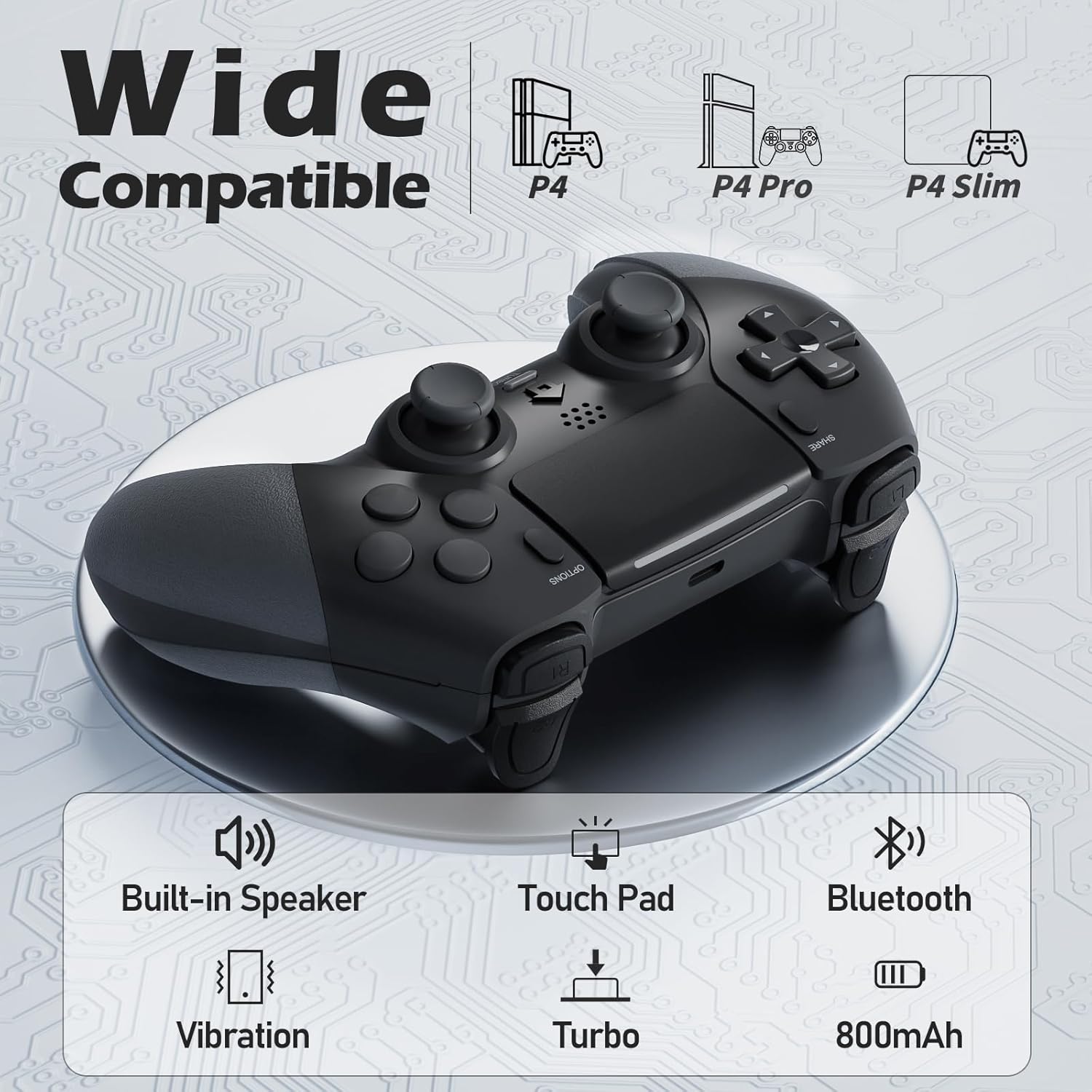 Thumbnail 1 de CHEREEKI PS4 Wireless Controller for PS4, Slim & Pro – Vibration, 6‑Axis, Touchpad, 3.5mm Jack, Turbo