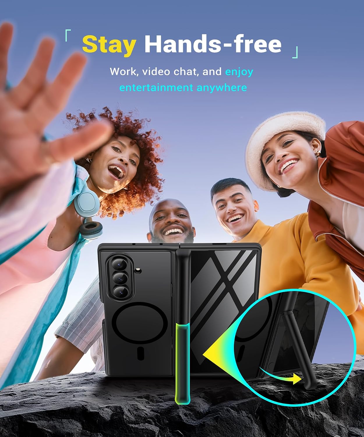 Thumbnail 5 de BERFY Samsung Galaxy Z Fold 7 privacy case with 2 kickstands