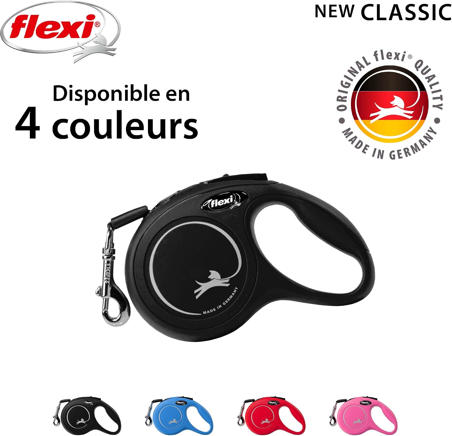 Detalle 2 de flexi® Classic XS Laisse rétractable 3 m pour petits chiens - noir, format de poche