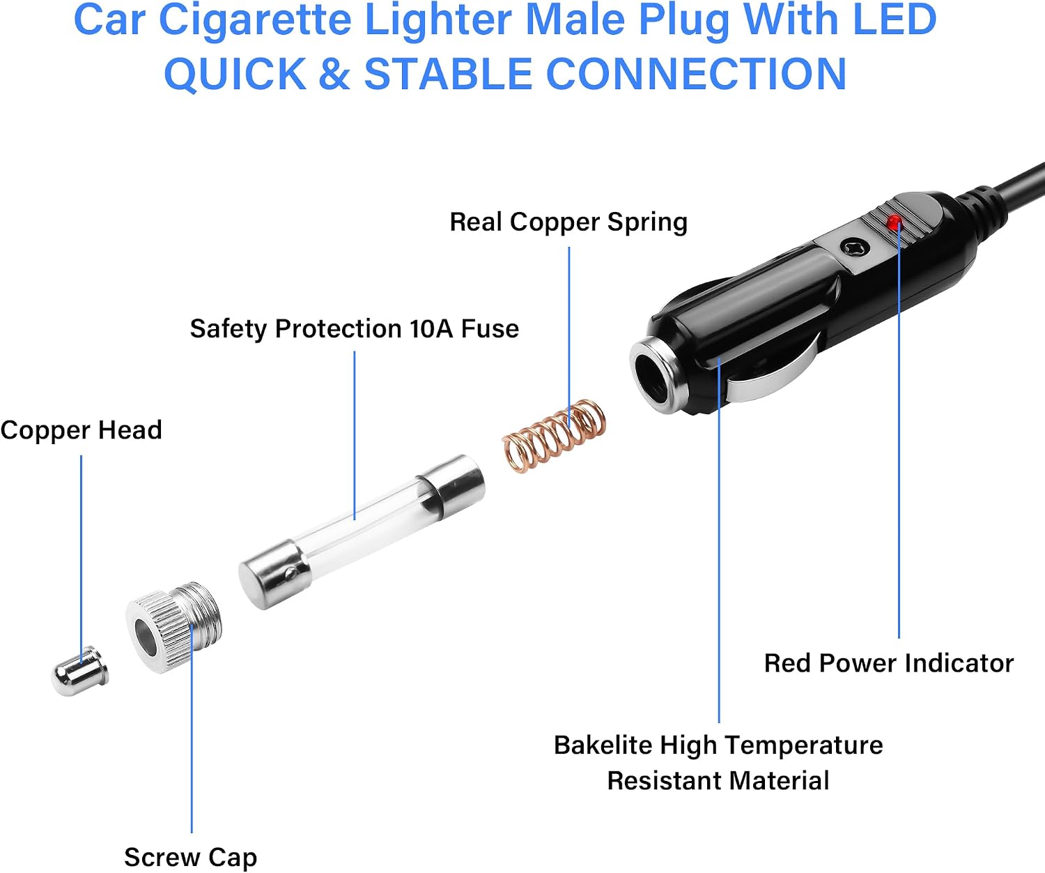 Detalle 2 de DC7909 12V car cigarette lighter cable 15A