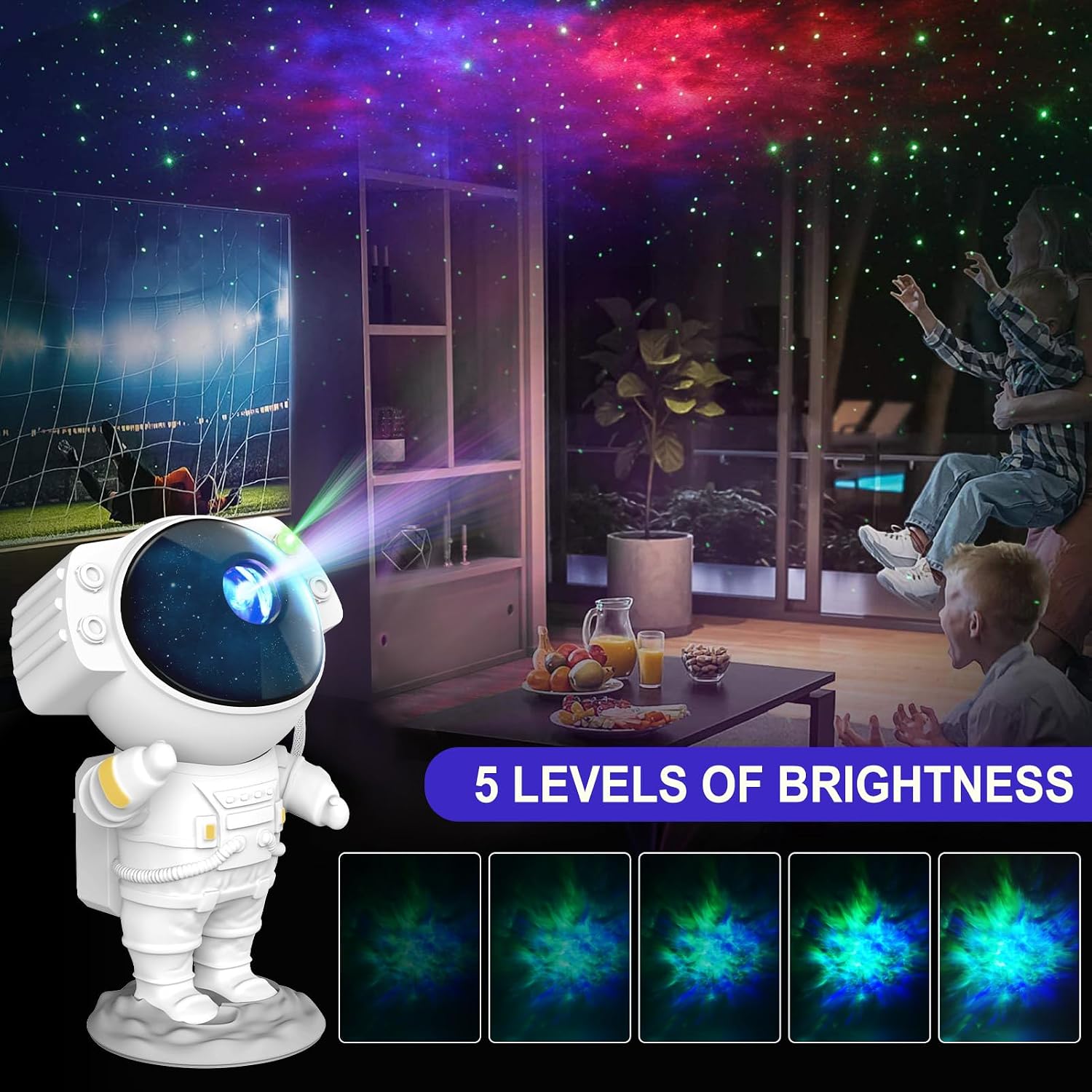 Detalle de Nigecue Astronauten LED Sternenhimmel-Projektor mit Fernbedienung – beruhigender Sternenhimmel für Schlafzimmer und Homekino
