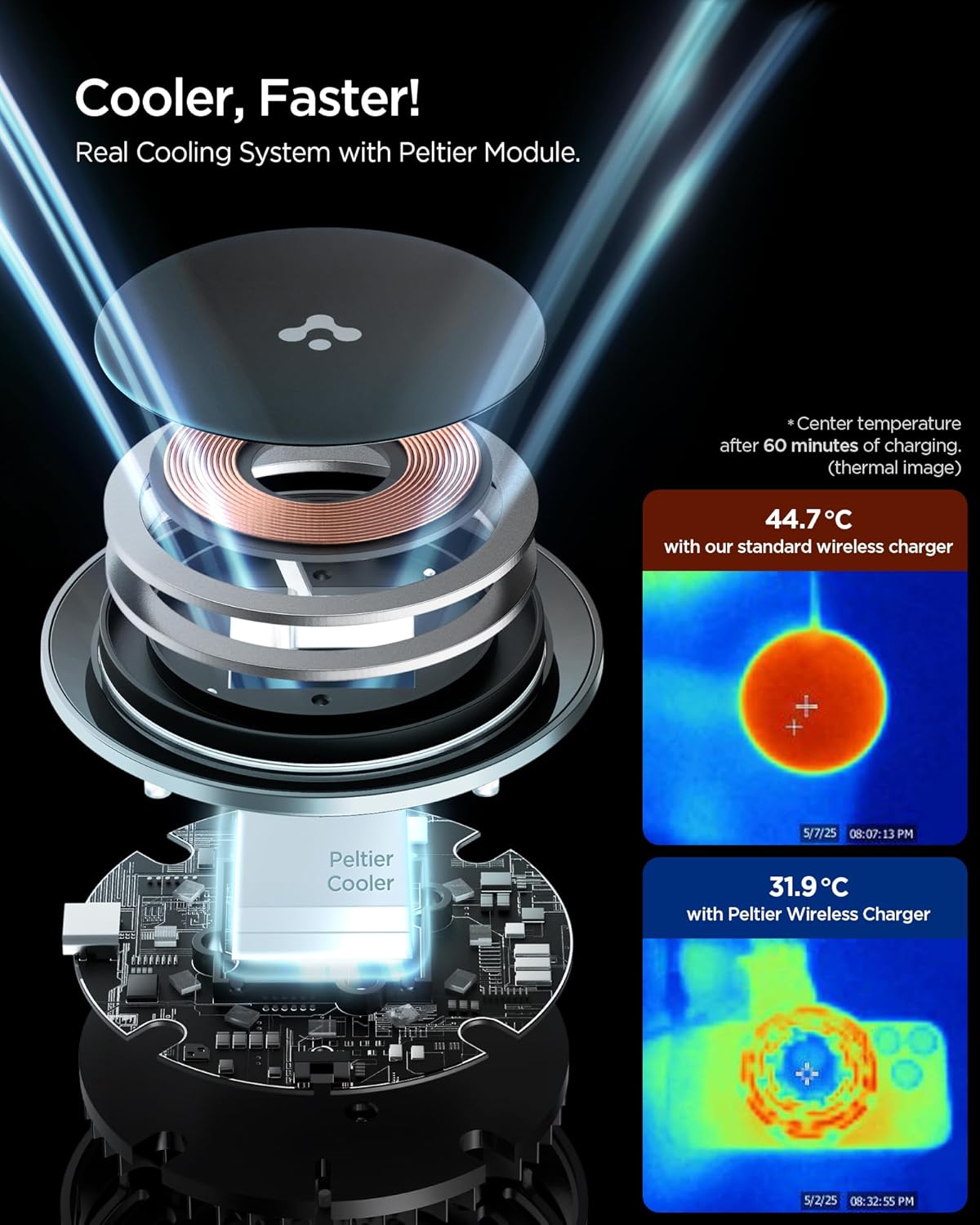 Thumbnail 2 de Spigen Essential CryoMax MagFit Qi2 15W Chargeur MagSafe voiture sans fil avec refroidissement