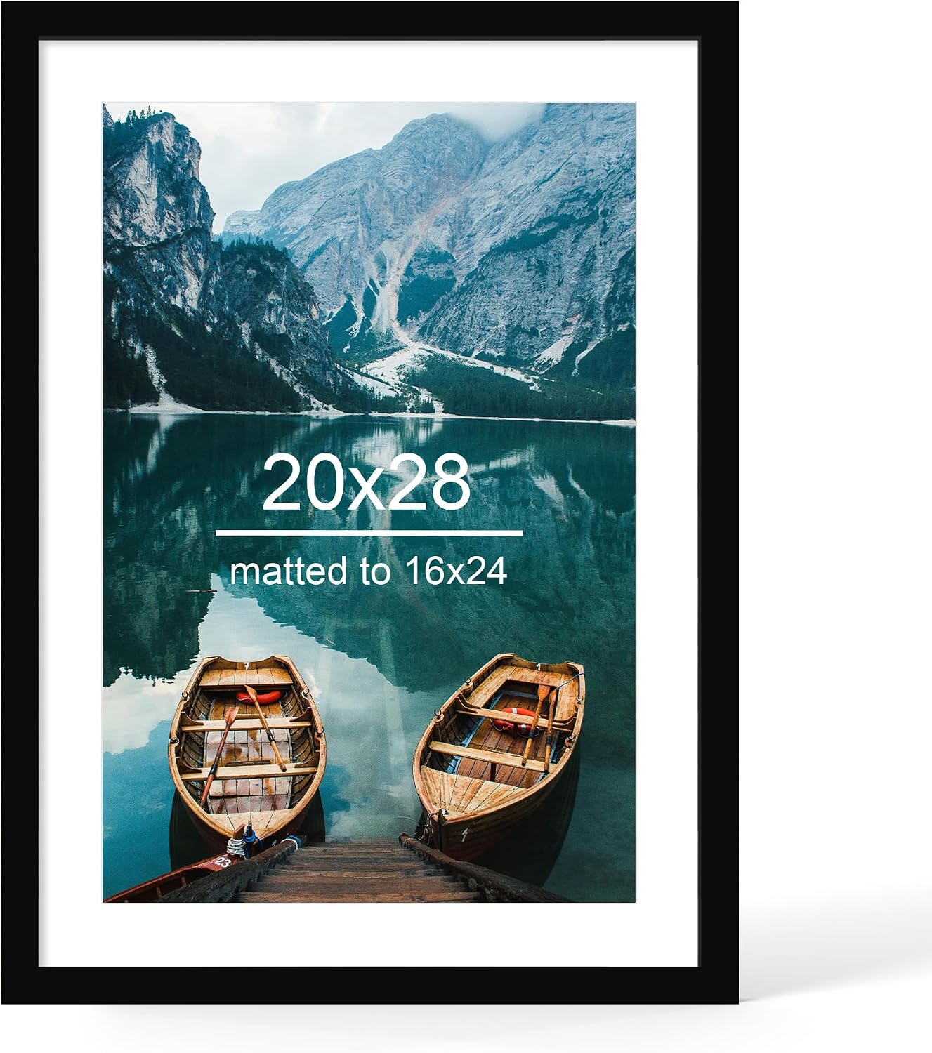 Detalle de Hongkee 20x28 Picture Frame, Black Rustic MDF with Mat and Plexiglass