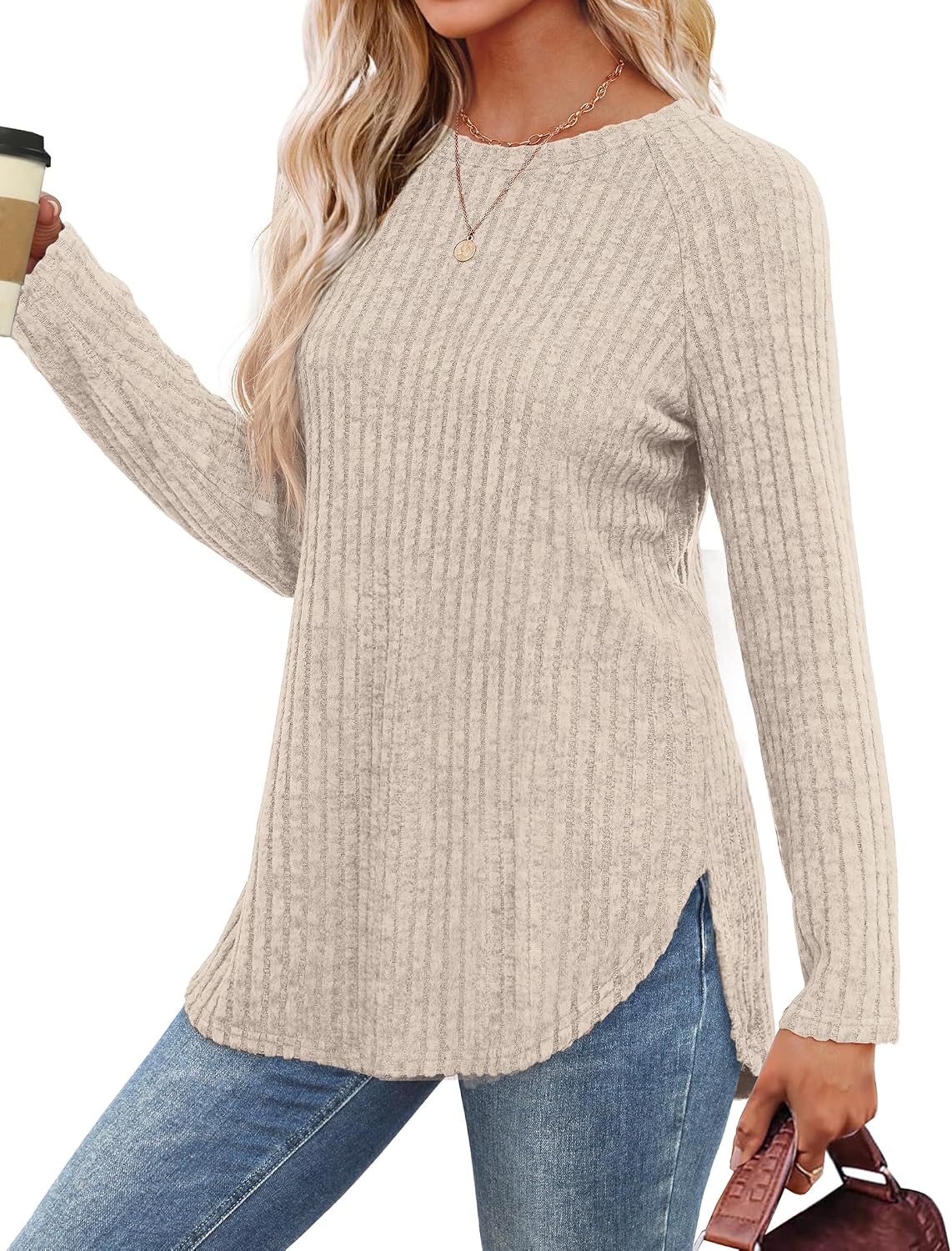 Detalle 2 de Saloogoe Long Sleeve Shirts Tunic Top for Women