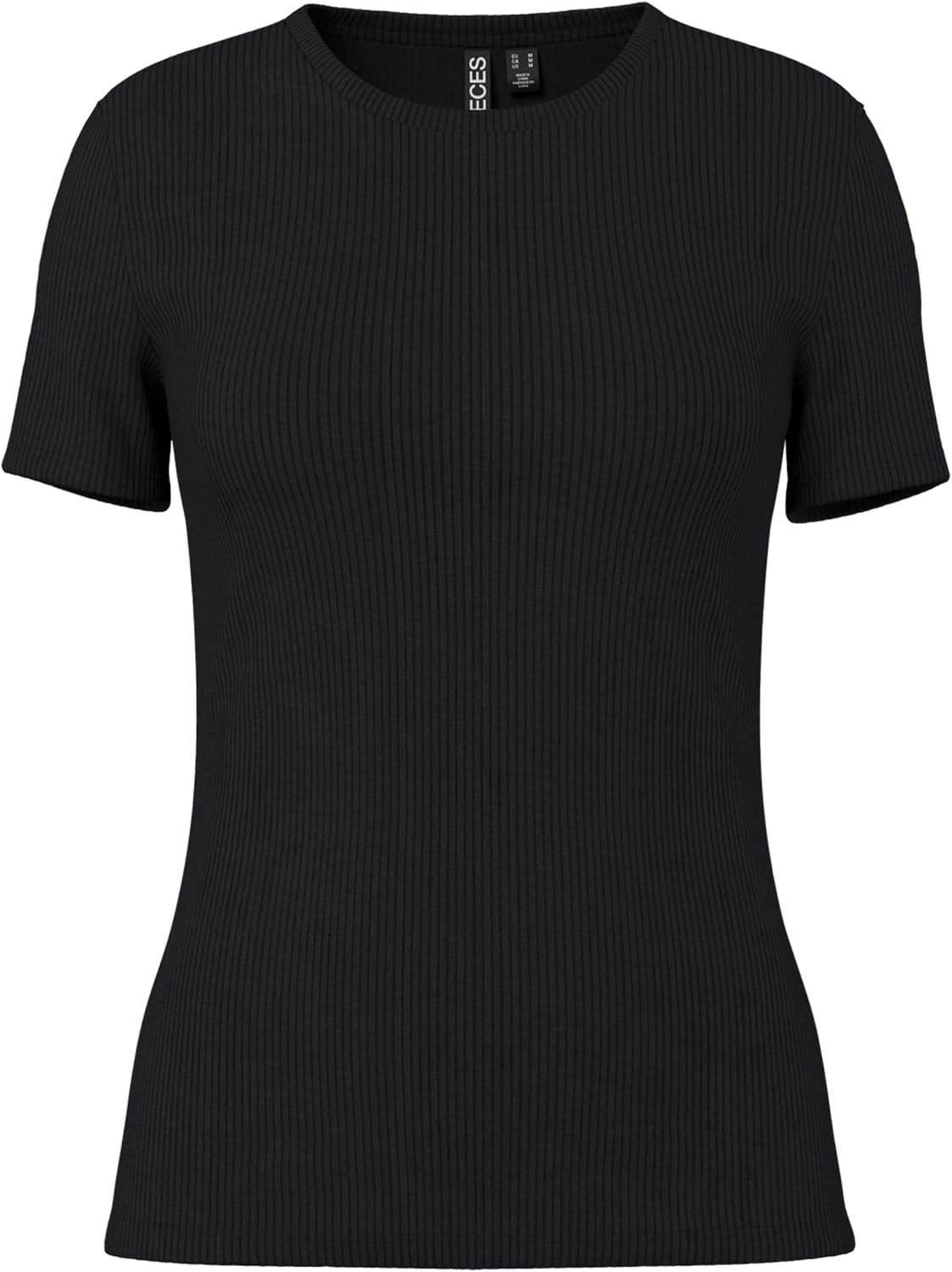 Detalle de PIECES Women's Pcruka Ss Top Noos Bc T-Shirt (Pack of 1) – Ribbed Short Sleeve Regular Fit