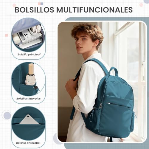 Detalle 2 de HYC00 Mochila Casual para Mujer con Portátil 14" – 21 L, Azul Eléctrico