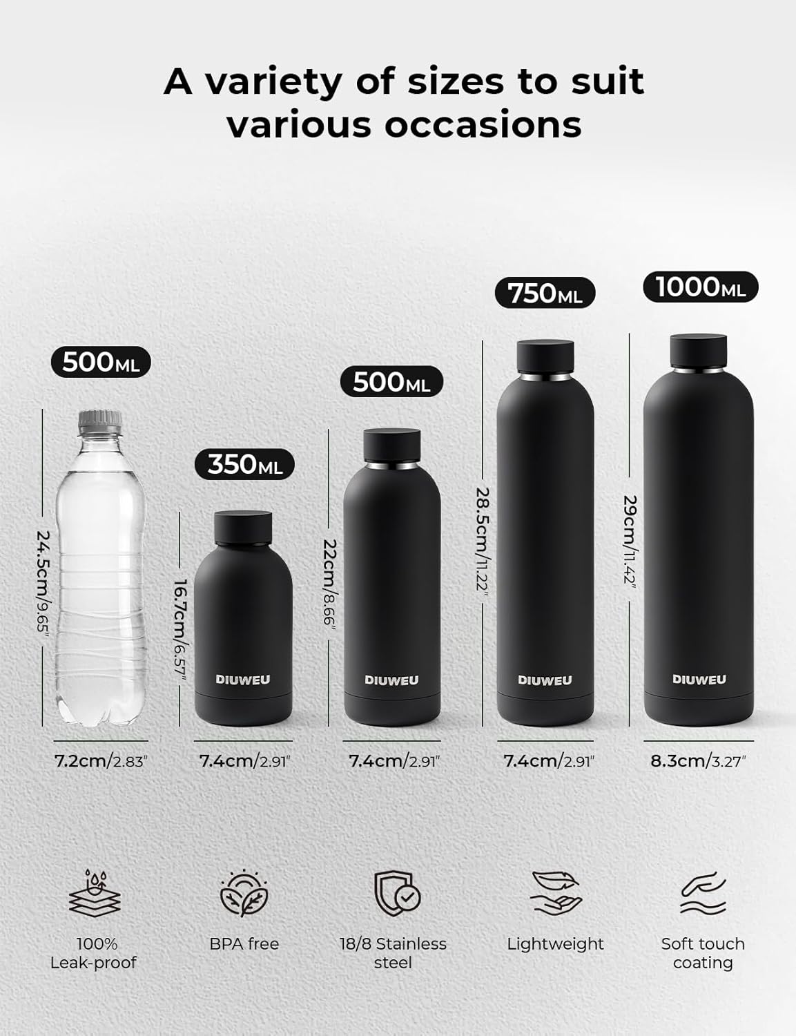 Thumbnail 4 de DIUWEU double wall water bottle 350ml