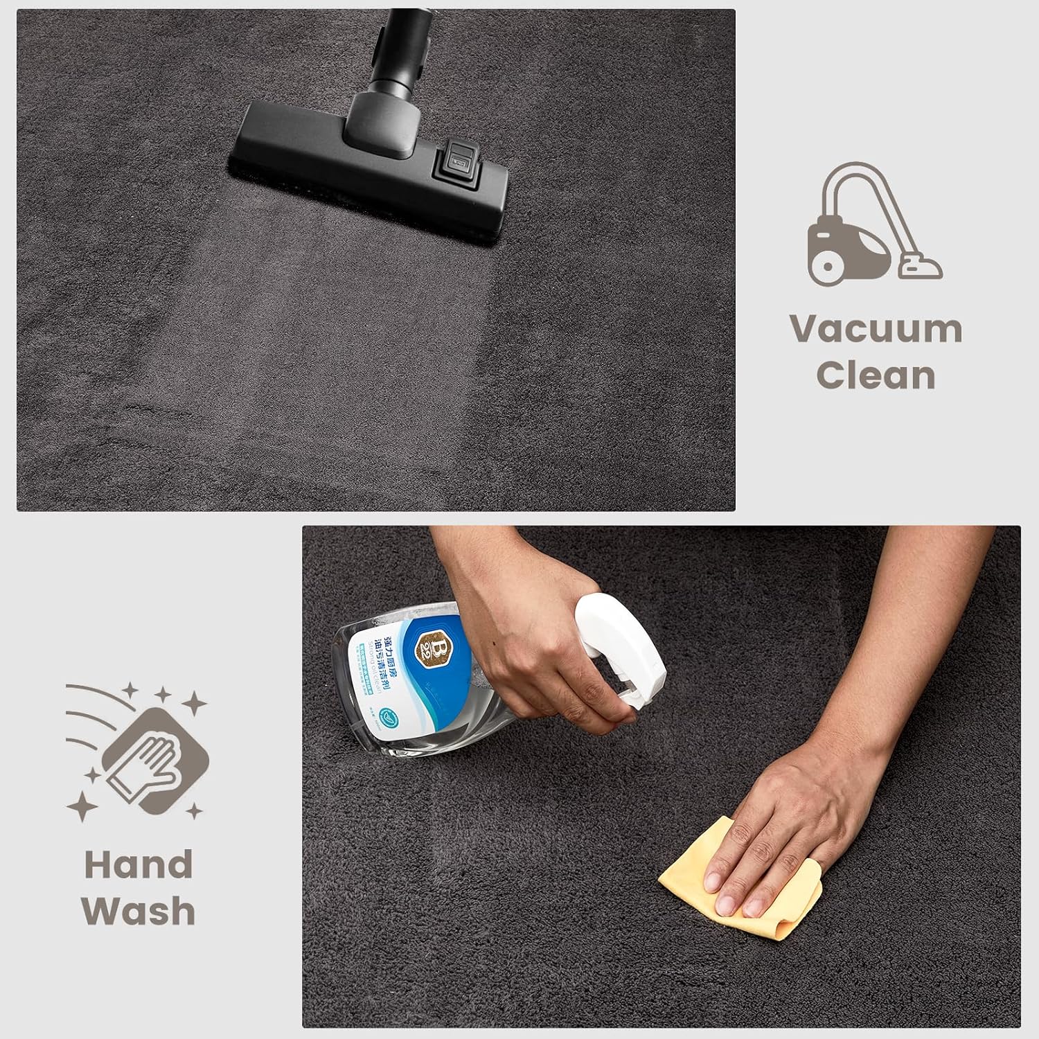 Thumbnail 3 de Grand tapis de salon uni 200x280 cm gris foncé – super doux à poils courts, antidérapant et lavable