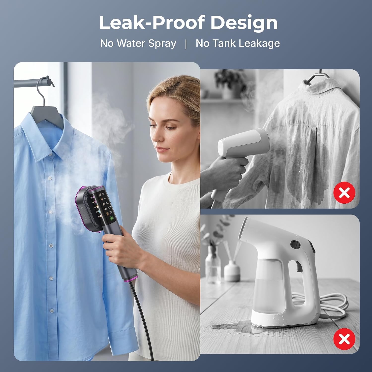 Detalle 1 de Lomexi LXCS-scr-001-DA 2-in-1 Garment Steamer and Iron, 5 Settings