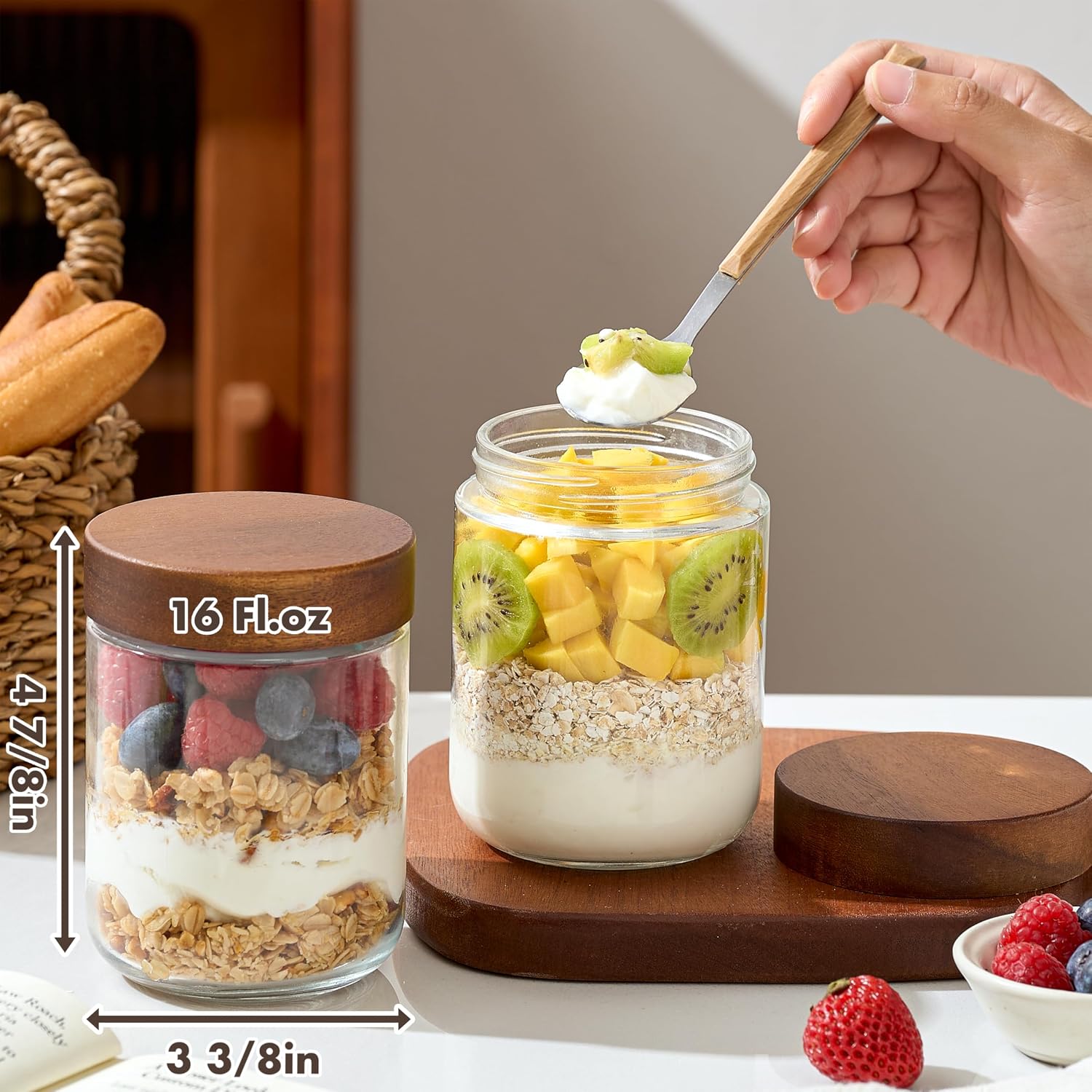 Thumbnail 2 de Danmu 16 oz Overnight Oats Containers with Lids