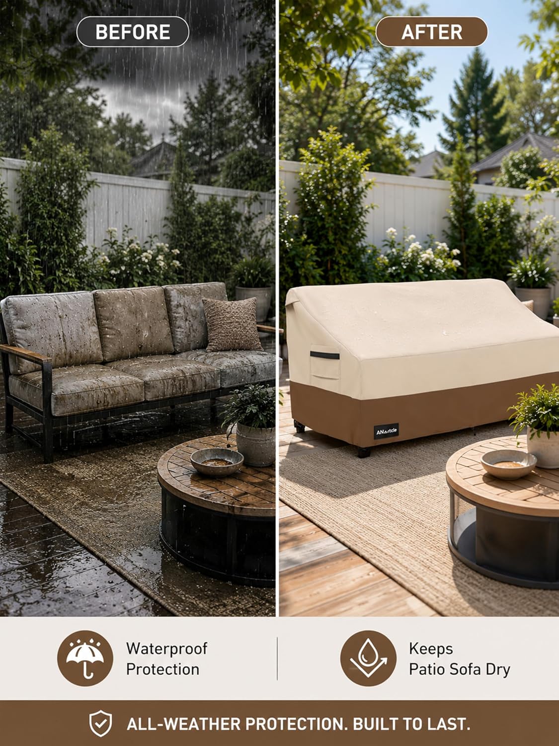 Detalle 2 de ANartcle 60"W x 34"D x 30"H Patio Loveseat Cover, Waterproof Polyester