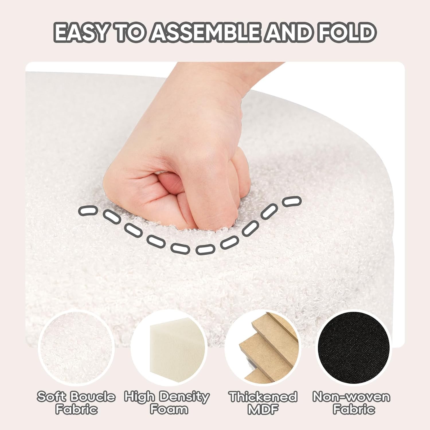 Thumbnail 5 de PINPLUS Round Storage Ottoman with Tray 1️⃣