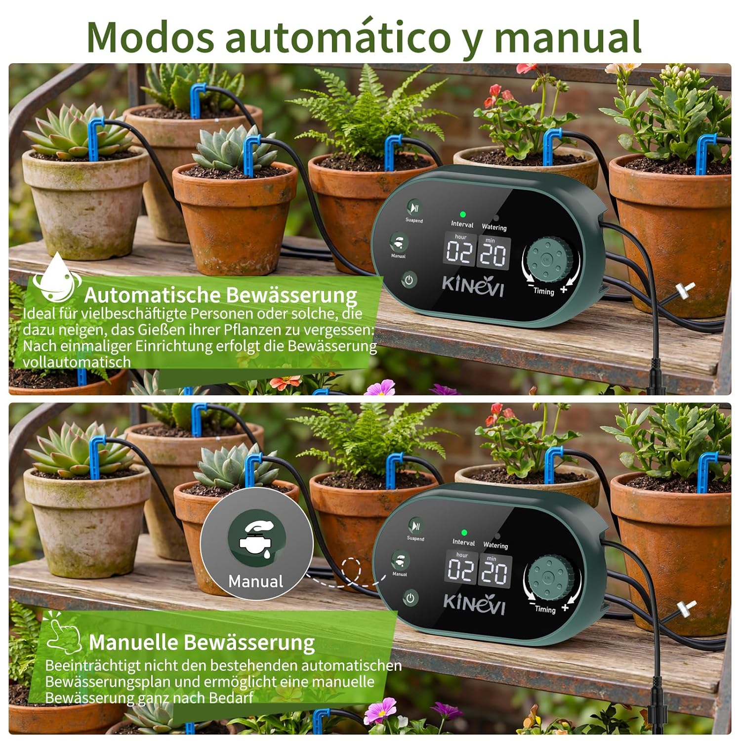 Thumbnail 5 de Solar Bewässerungssystem für Garten & Balkon mit Timer – 8W Set mit 30 m Schlauch und 22 Bewässerungsmodi