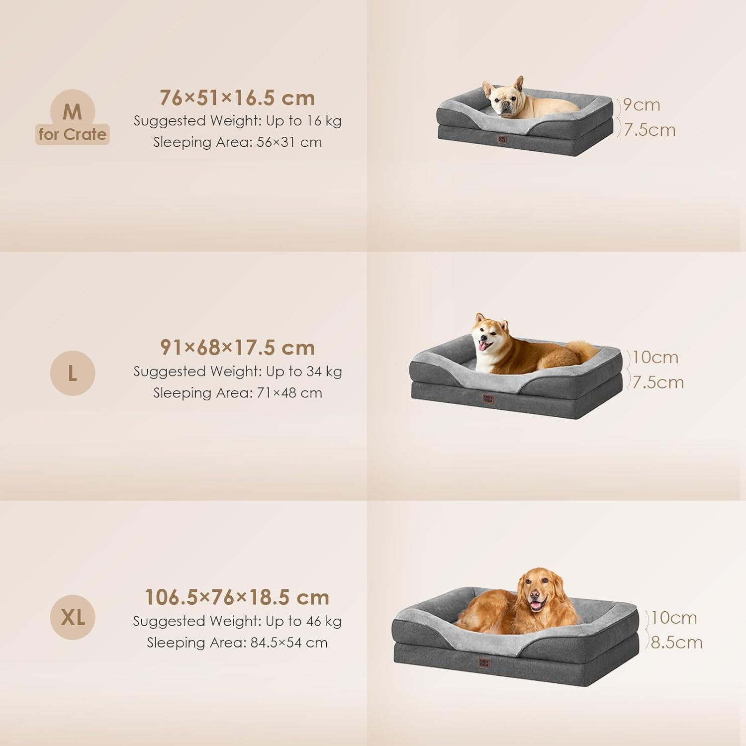 Detalle 1 de EHEYCIGA Orthopädisches Hundebett 106,5×76×18,5cm