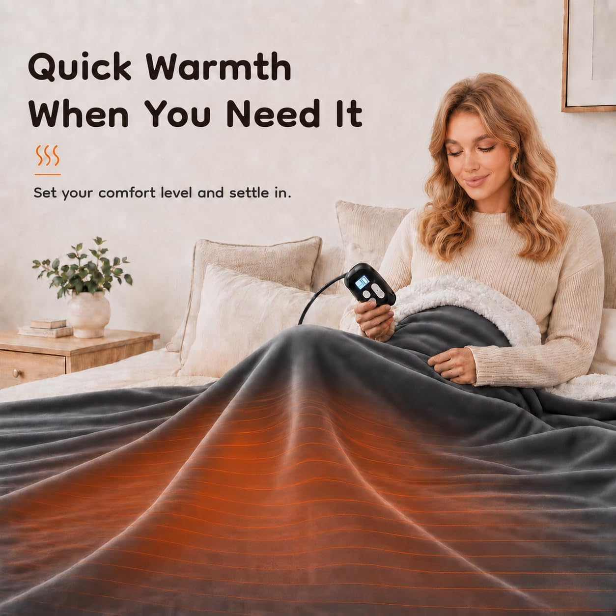 Thumbnail 6 de LaffyLo DPLPQ-SD-BL-FF Electric Heated Blanket, Full Size 72 x 84, Flannel and Sherpa