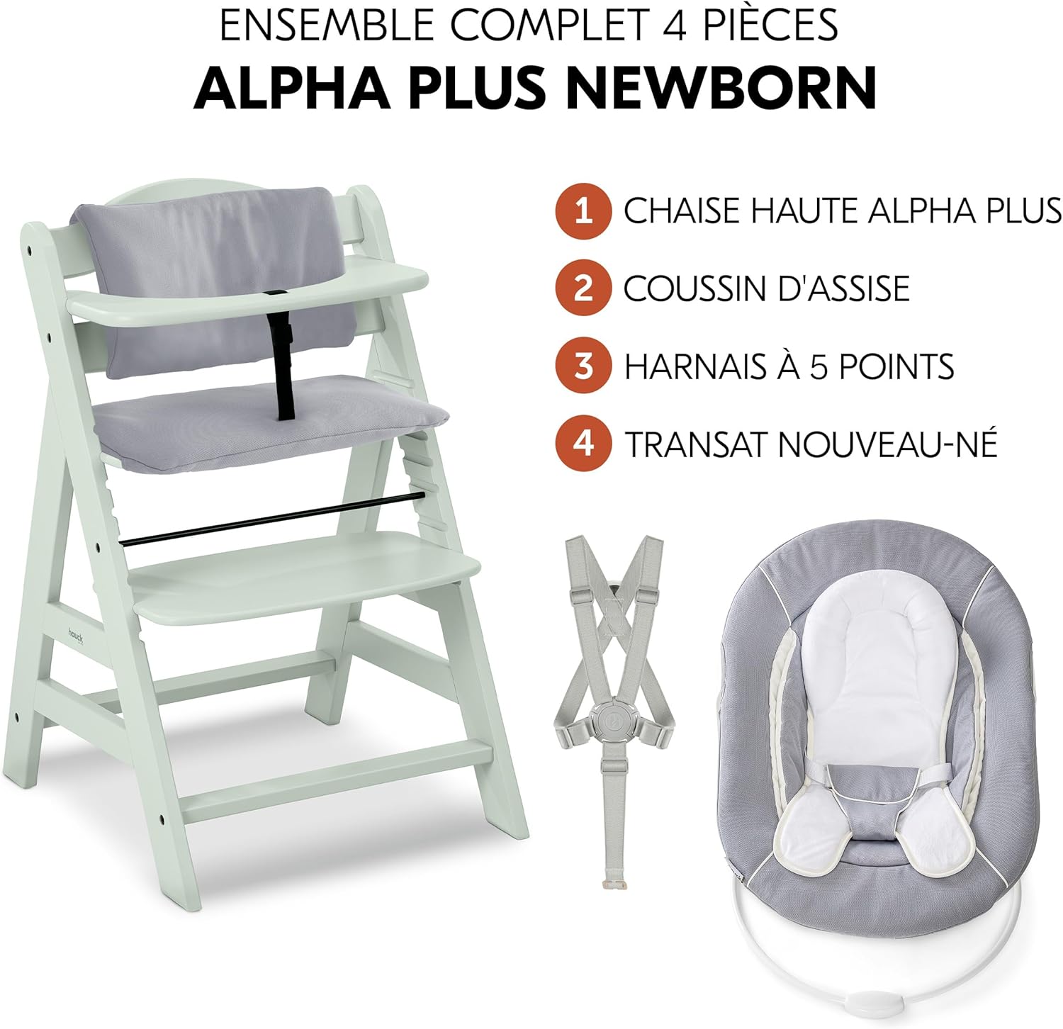 Thumbnail 1 de hauck Alpha Plus 4 en 1 Chaise Haute Bébé Évolutive avec Insert Nouveau-né – Menthe