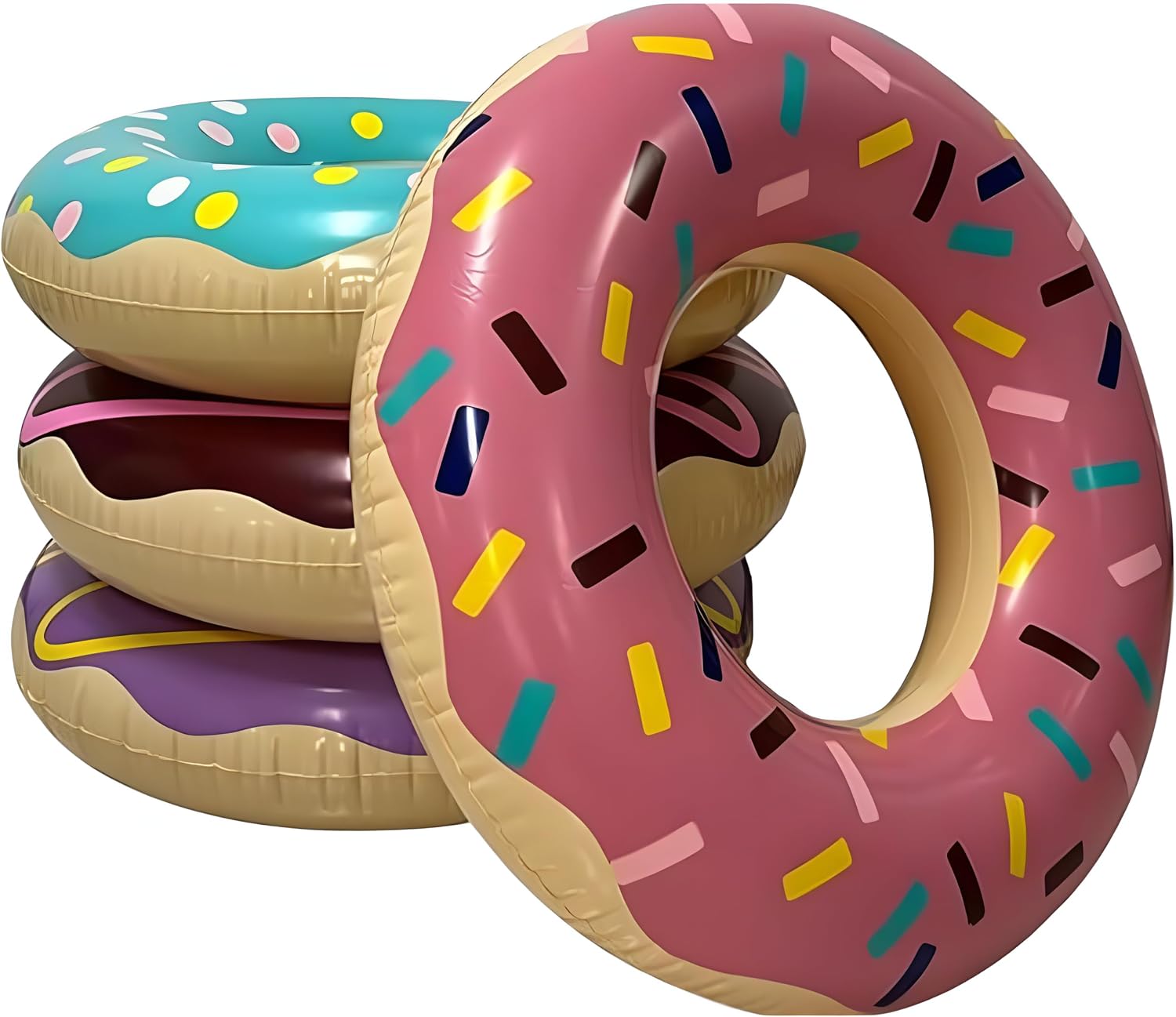Detalle de 4E's Novelty 4 Pack Donut Pool Floats – 30 inch Inflatable Donuts for Kids & Adults
