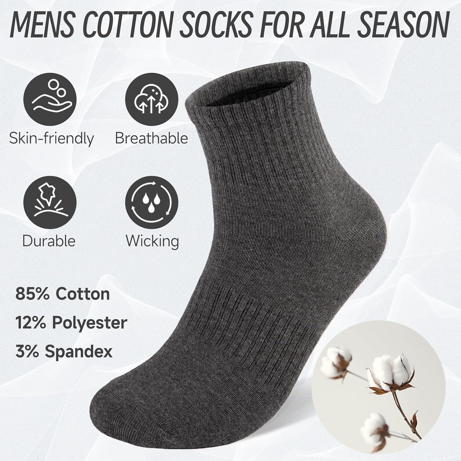 Detalle de eallco Men's Ankle Socks, Cotton