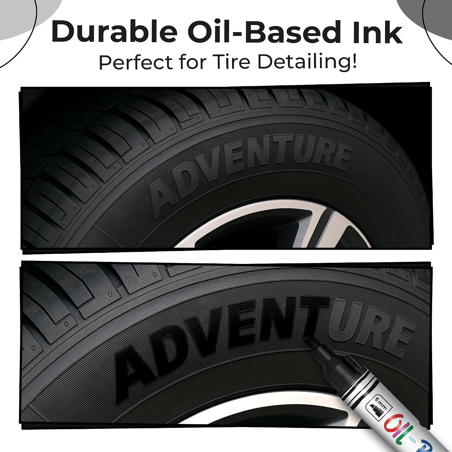Thumbnail 5 de Chalkola 5 Oil Black Paint Pen (4 Dual Tip, 15mm Jumbo) – waterproof permanent oil paint markers