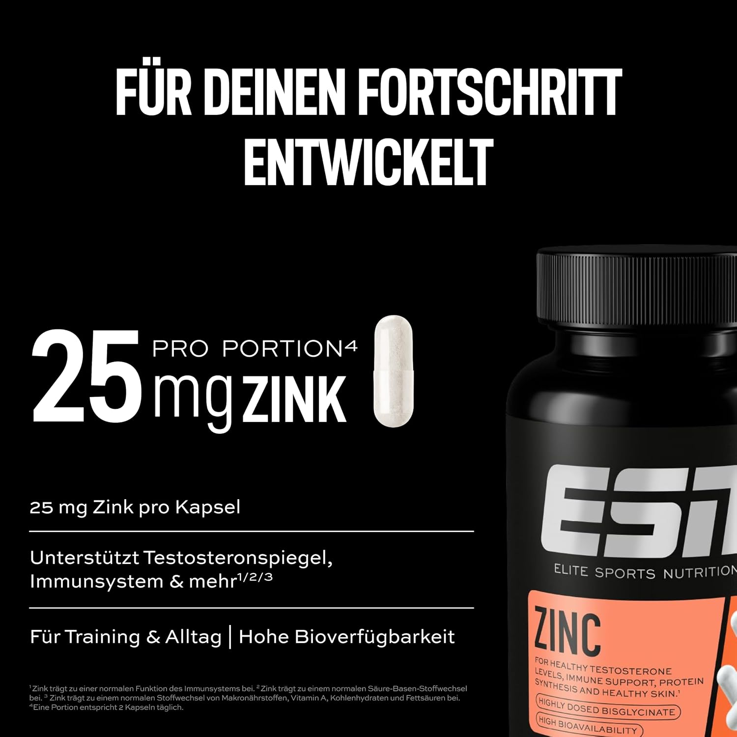 Detalle de ESN Zinc 25 mg Zinkbisglycinat – 120 Kapseln, vegan