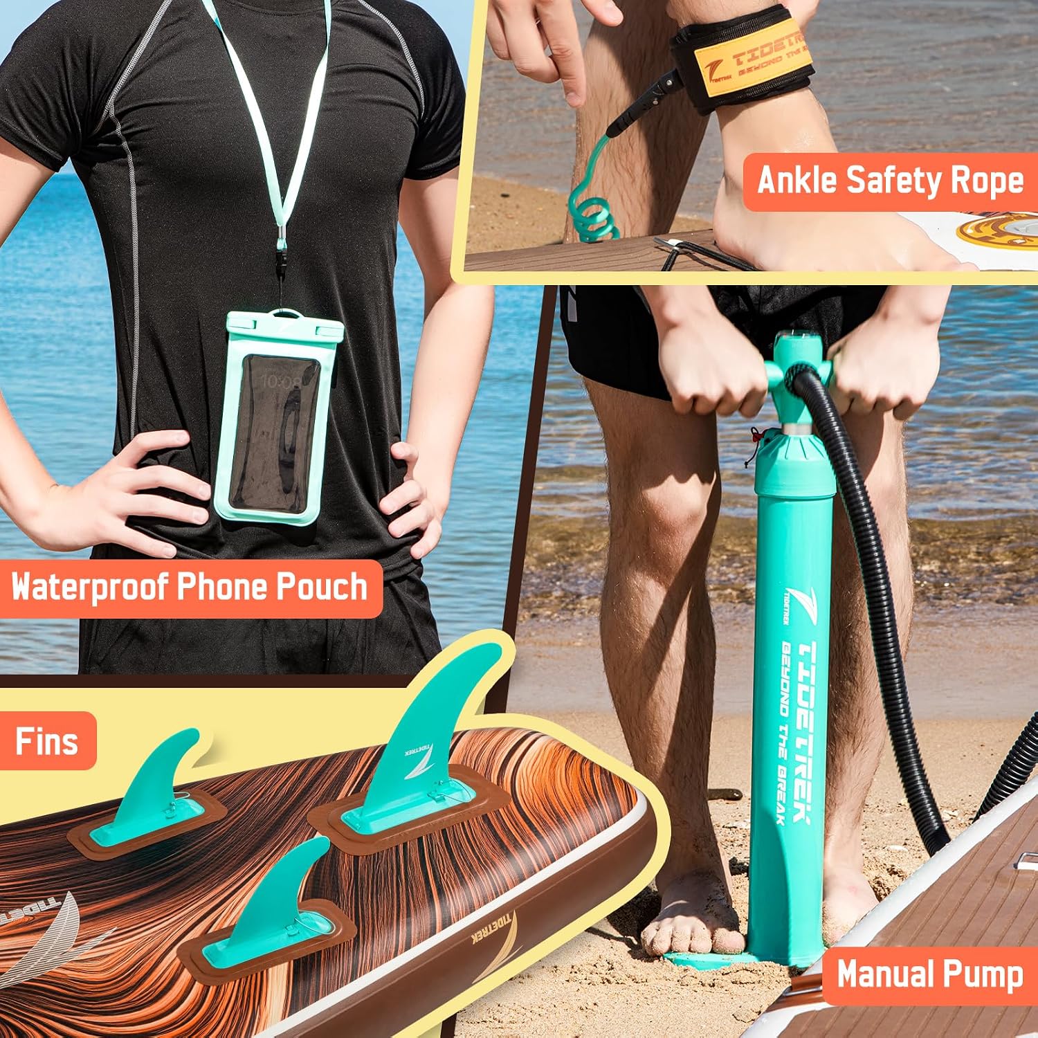 Detalle de TIDETREK 11'6 Inflatable SUP with Premium Accessories: Stable, Versatile, Ready for Any Water